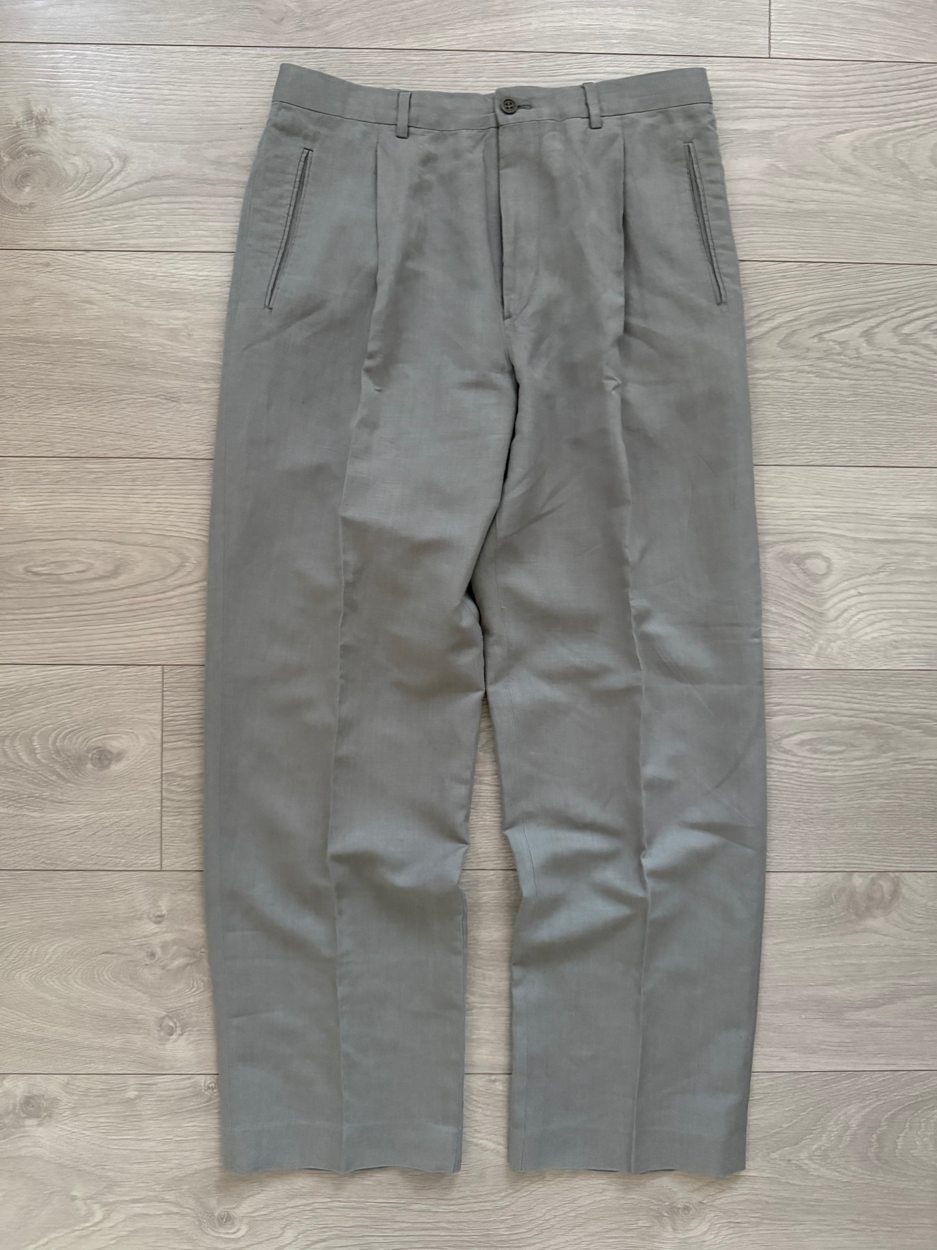 Giorgio Armani 1980s 3B Linen Blend Suit Grey - Size L Jacket / 32" Waist