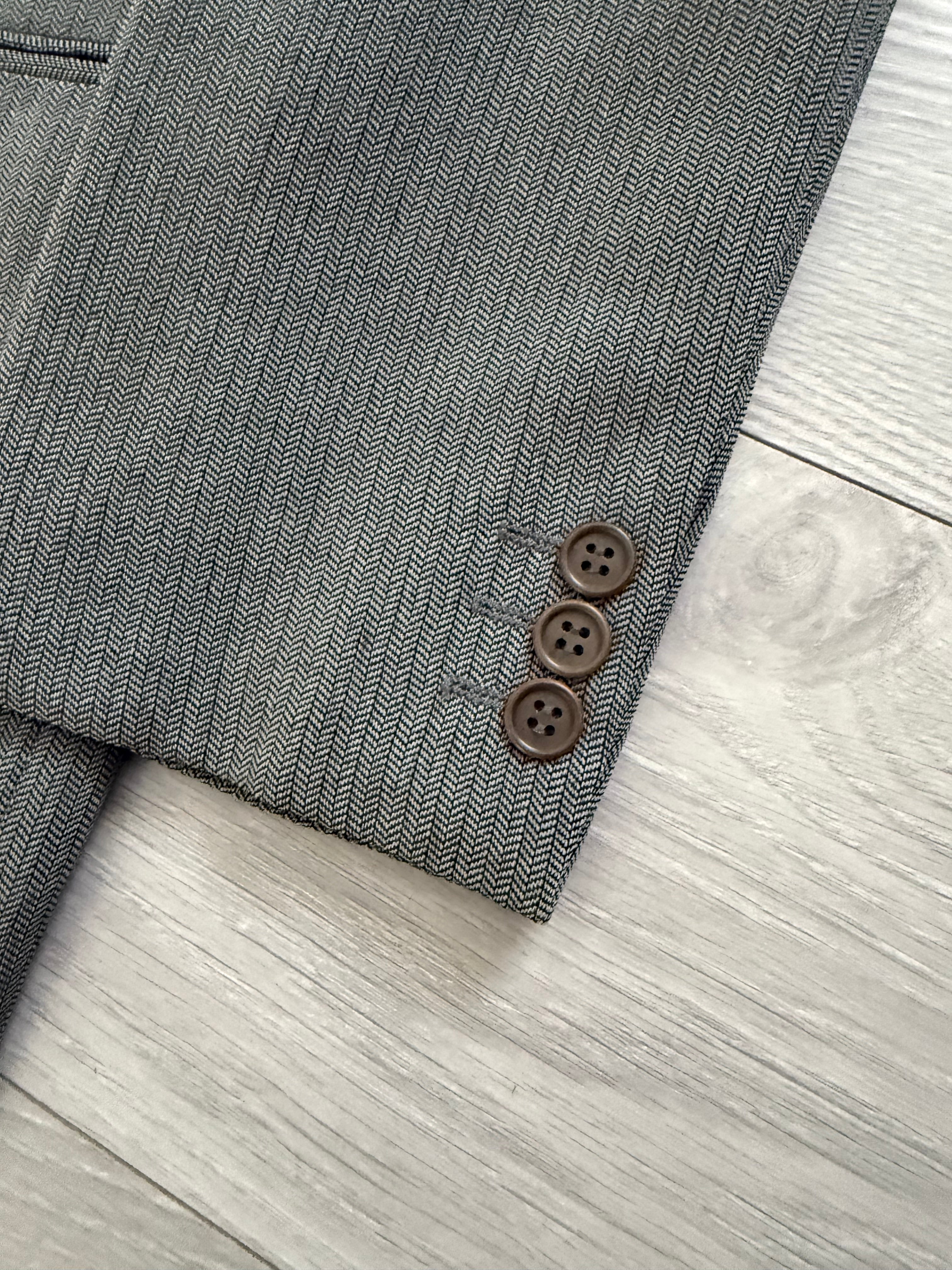 Giorgio Armani 1980s Peaked Lapel Double Breasted Textured Wool Sports Blazer Jacket - Size L