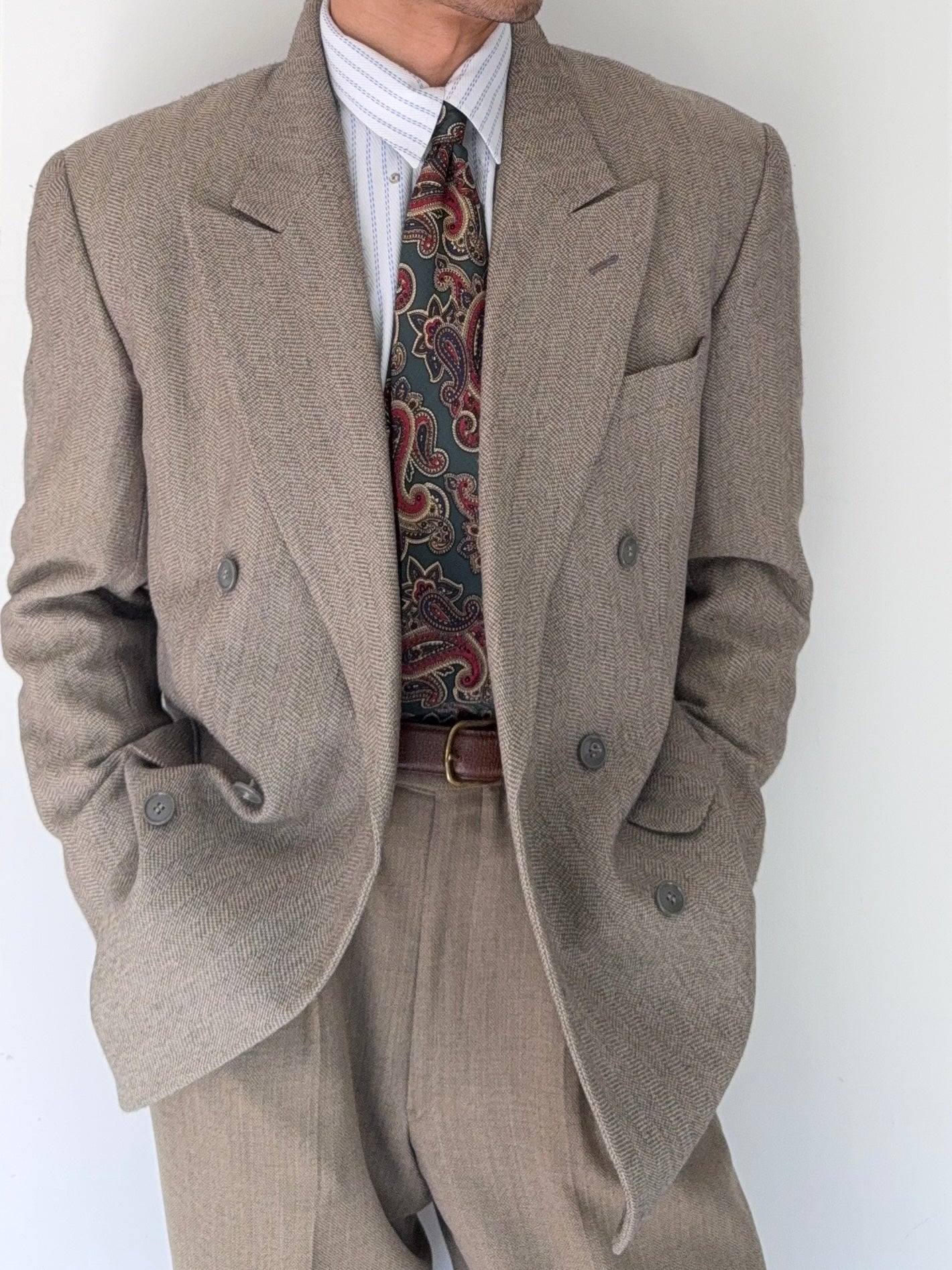 Dior 1980s Peaked Lapel Double Breasted Textured Wool Sports Blazer Jacket - Size M