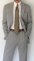Armani 1990s 2B Draped Crepe Weave Grey Suit - Size S Jacket / 30" Waist