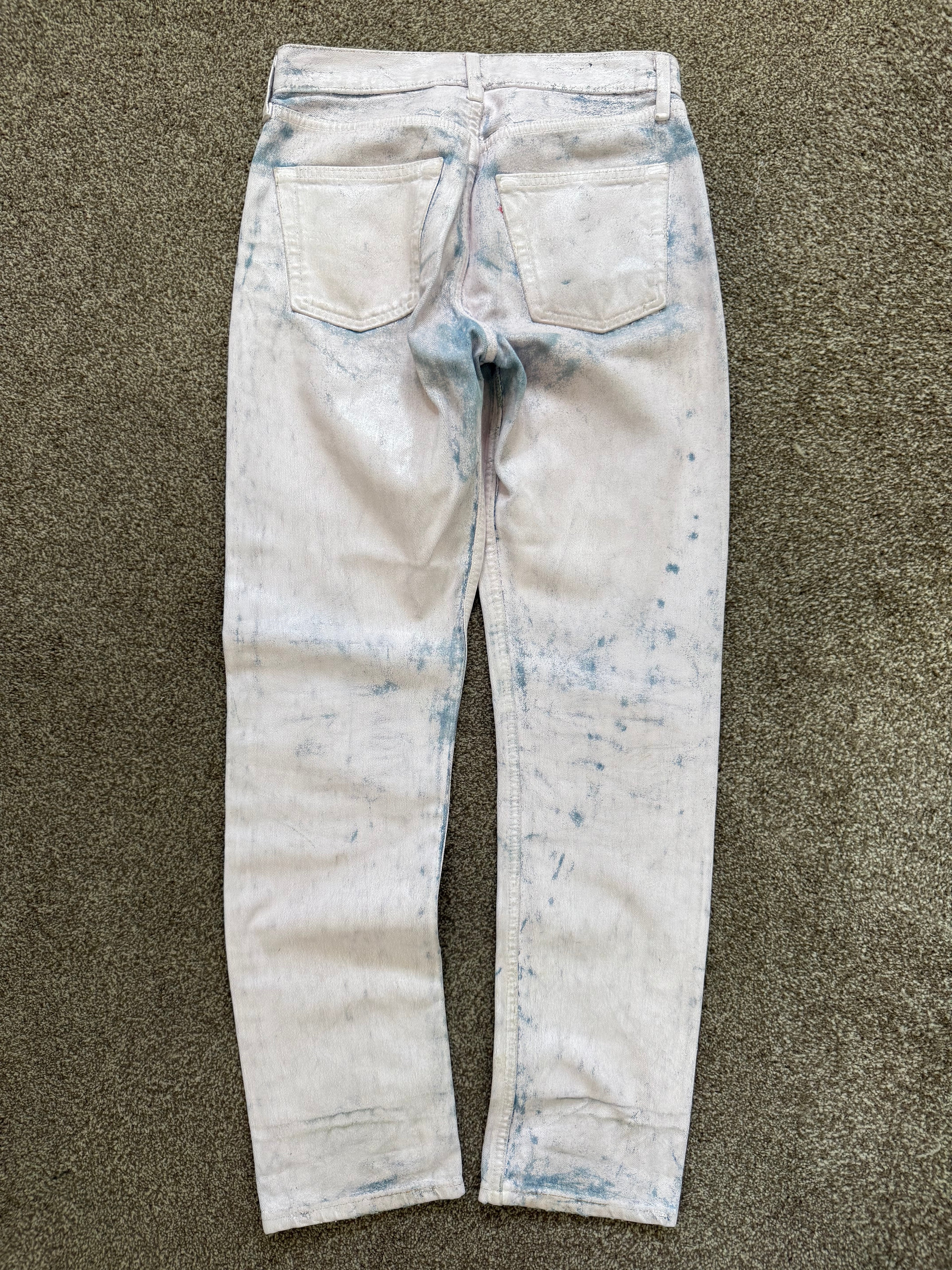 Maison Martin Margiela Artisanal Line (0) SS2000 Pink Painted Denim Jeans - Size 29" Waist