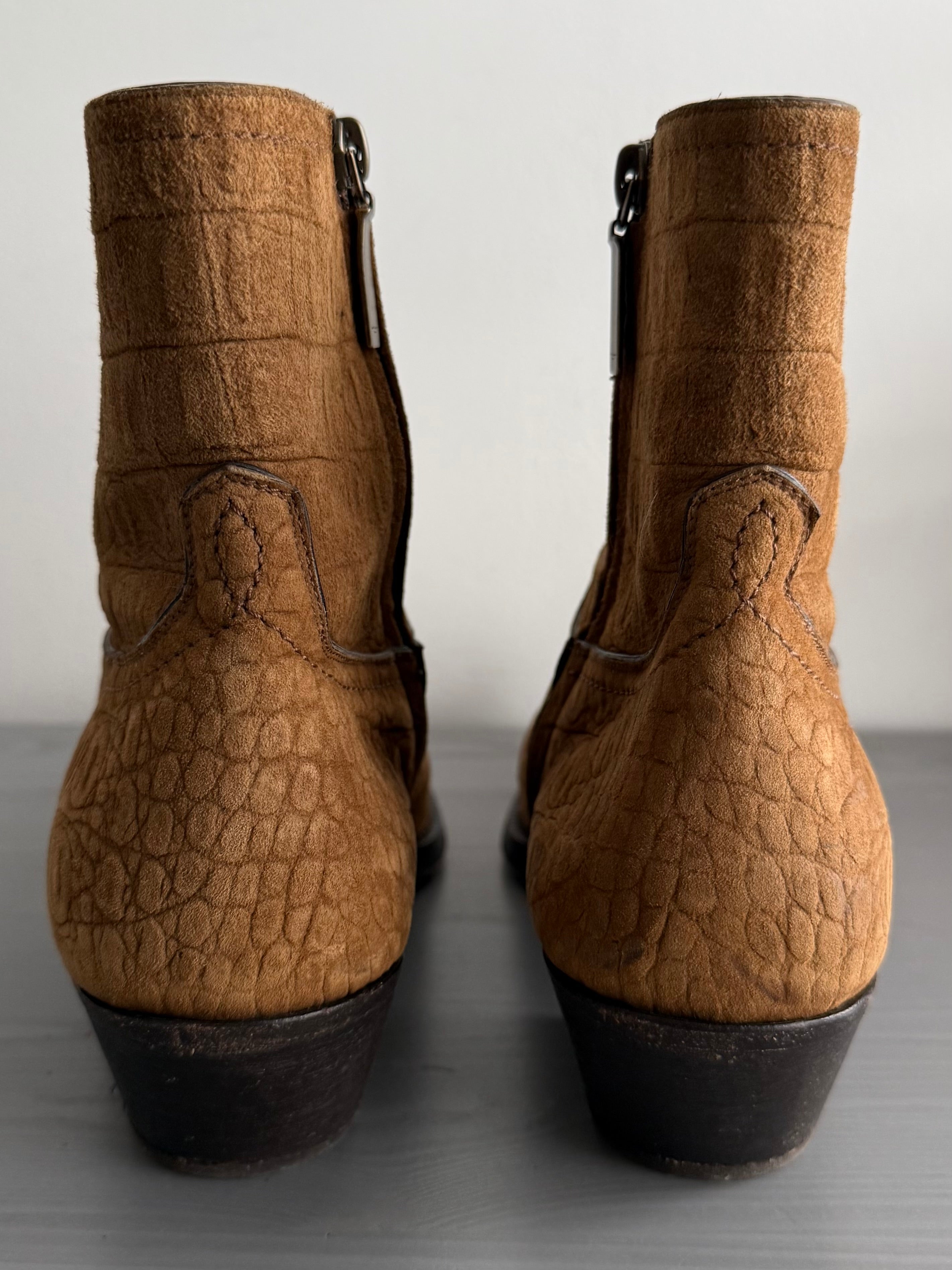 Saint Laurent Paris FW20 Croc Embossed Lukas Boots - Size US8