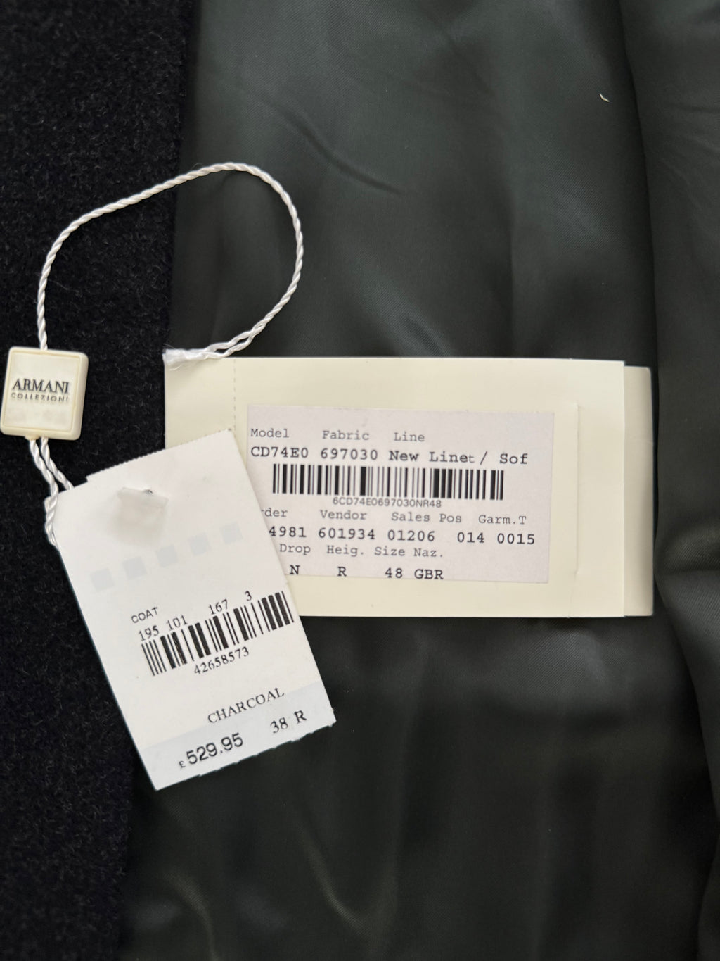 Armani 1990s Charcoal Grey Wool Over Coat - Size M