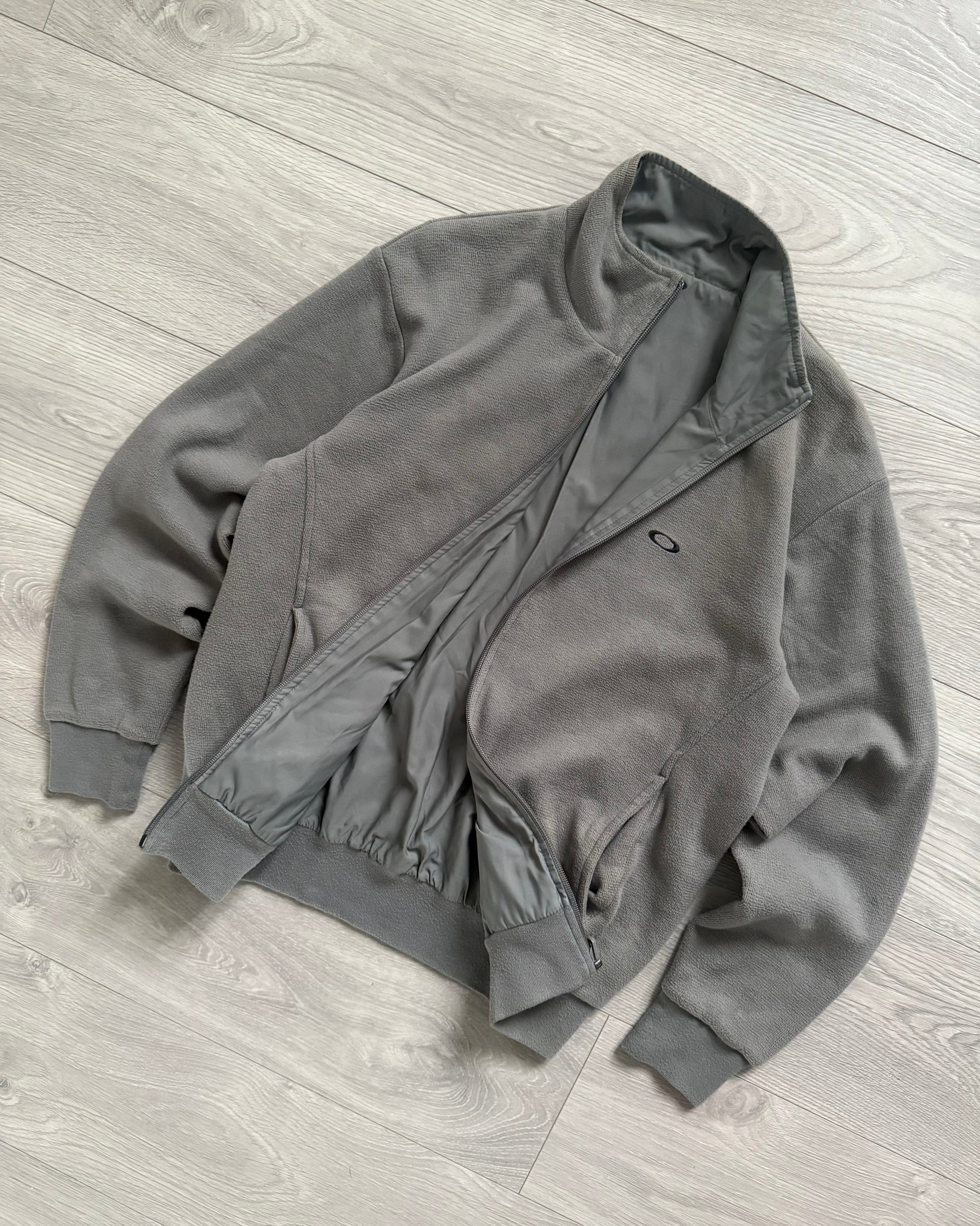 Oakley 00s Curve Panelled Reversible Fleece Nylon Jacket - Size M