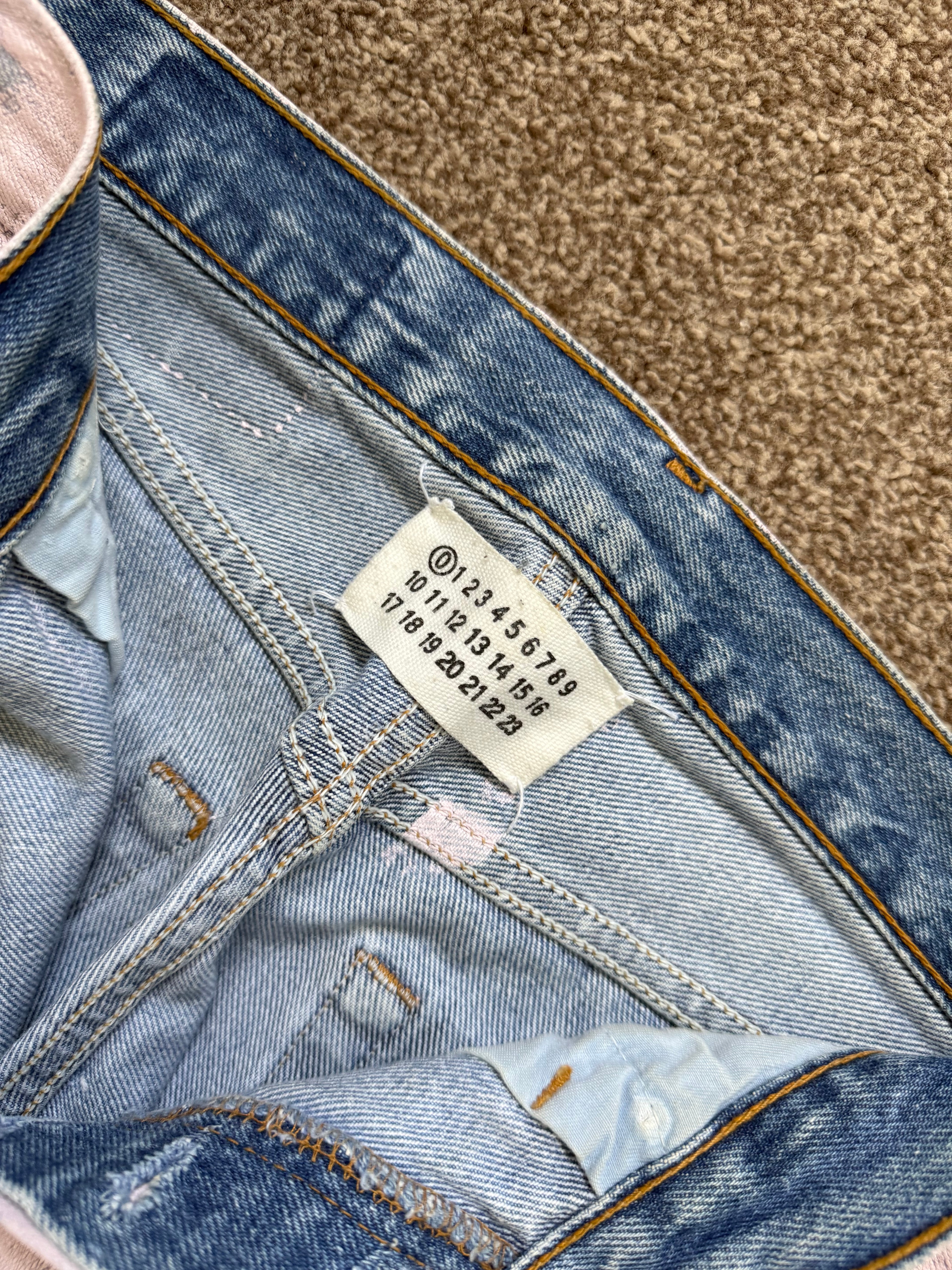Maison Martin Margiela Artisanal Line (0) SS2000 Pink Painted Denim Jeans - Size 29" Waist