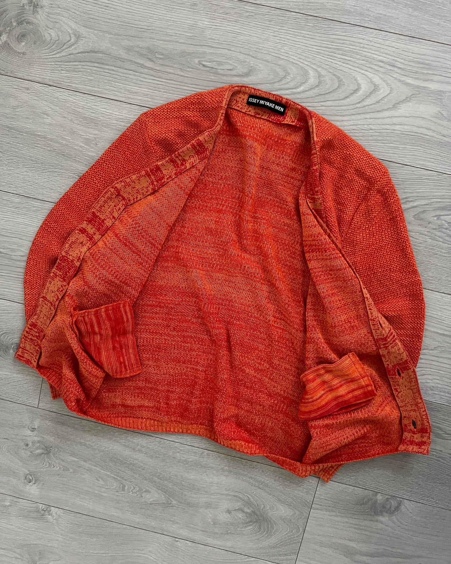 Issey Miyake 2003 Marled Knit Orange Cardigan - Size M