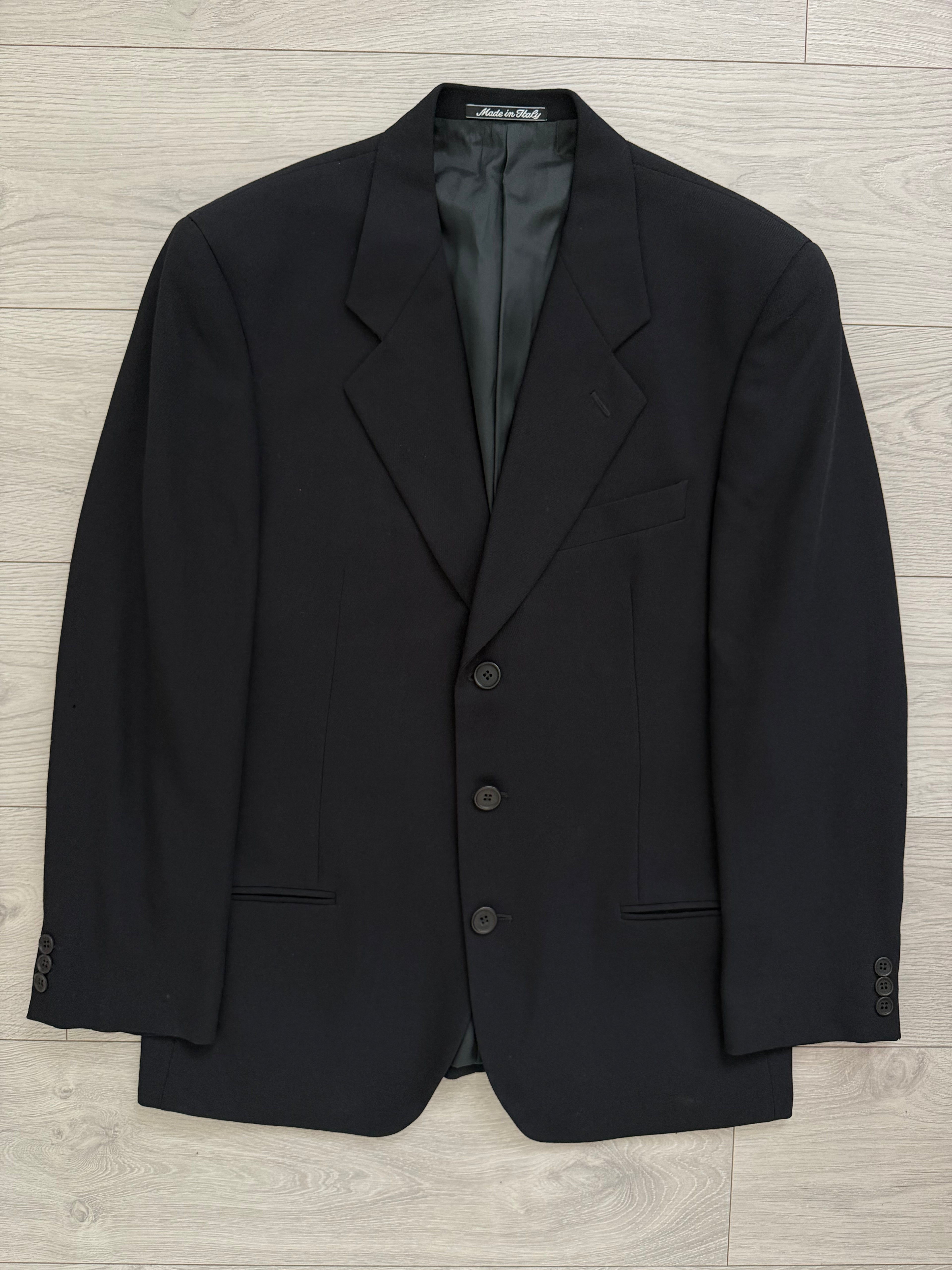 Giorgio Armani 1980s 3B Double-Pleated Wool Suit Black - Size M Jacket / 31" Waist