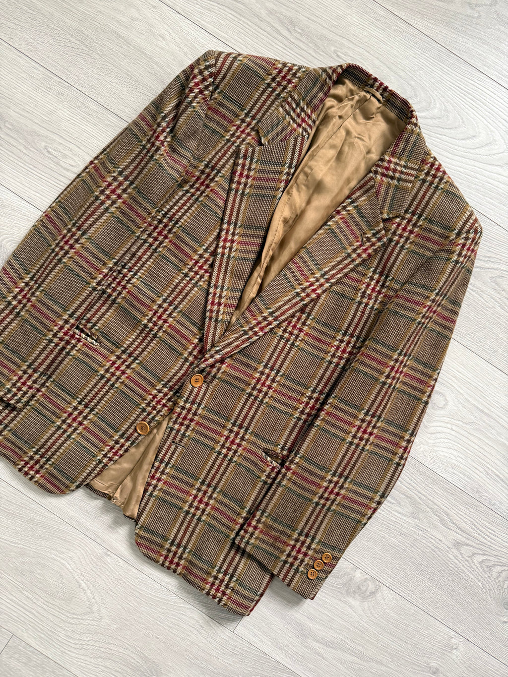 Valentino 1980s 2B Textured Wool Check Sports Jacket Blazer  - Size L