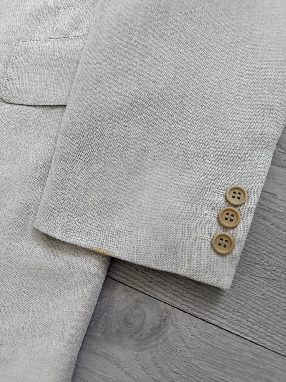 Giorgio Armani Black Label 1994 Peaked Lapel Double Breasted Rayon Linen Sport Jacket Blazer Mushroom Taupe - Size XXL