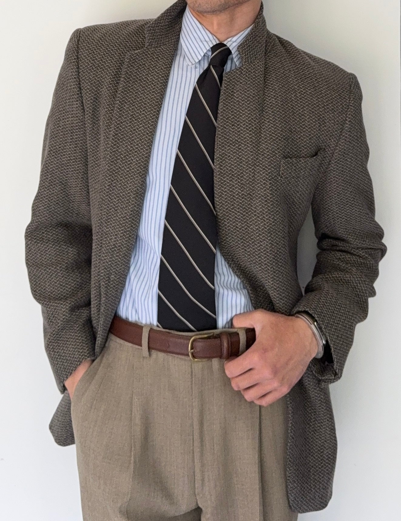 Emporio Armani SS1998 Micro-Herringbone Weave Sports Blazer Jacket - Size S
