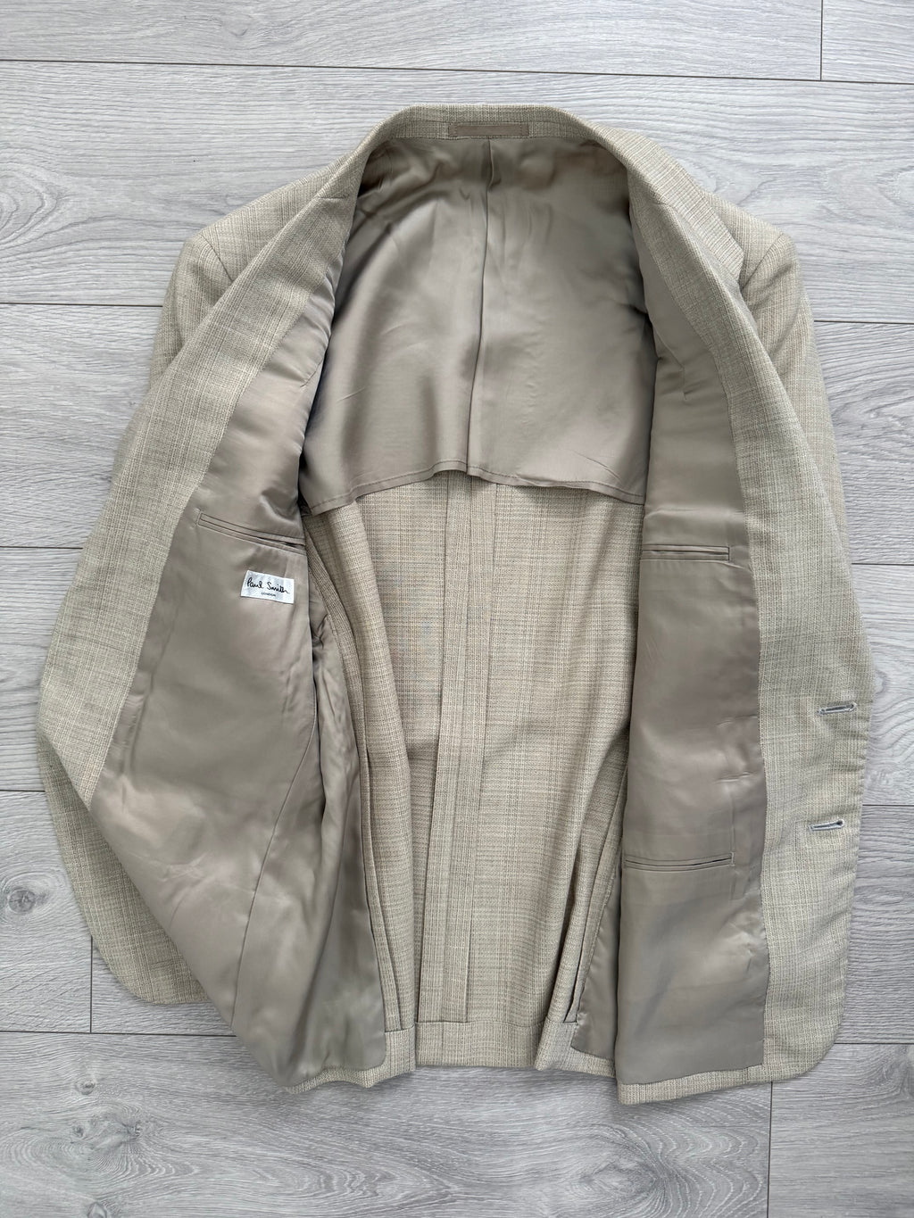 Paul Smith 1990s 2B Wool Silk Ecru Pleated Suit - Size S Jacket / 31" Waist