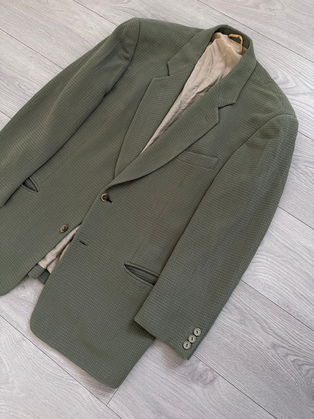 Giorgio Armani Black Label 1990s Textured 2B Sage Green Sports Blazer Jacket - Size XL