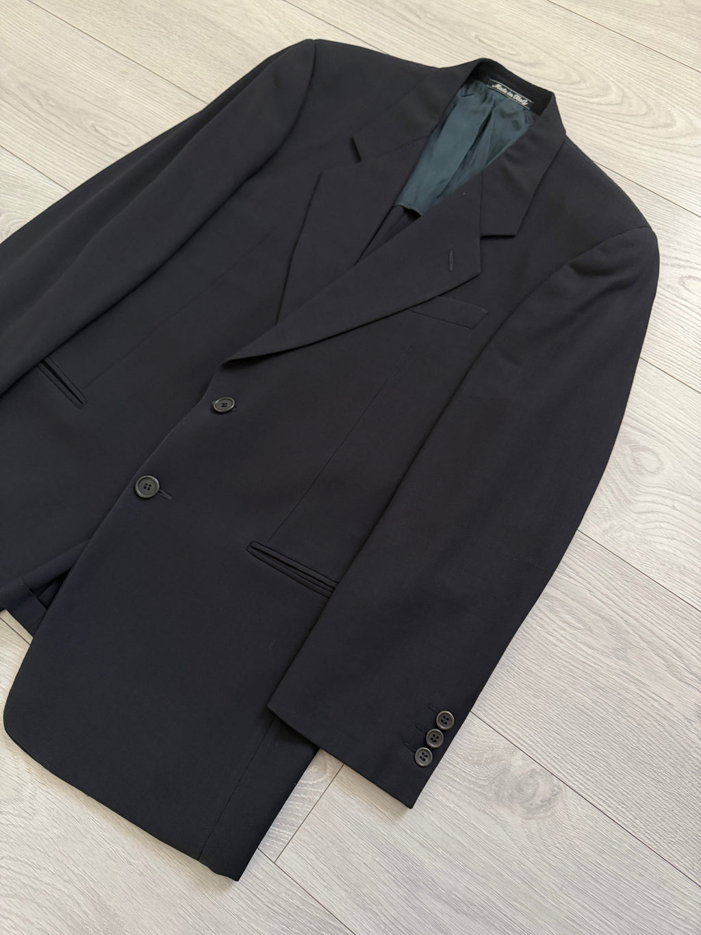 Giorgio Armani 1980s 2B Double Pleat Lightweight Navy Wool Suit - Size M Jacket / 32" Waist