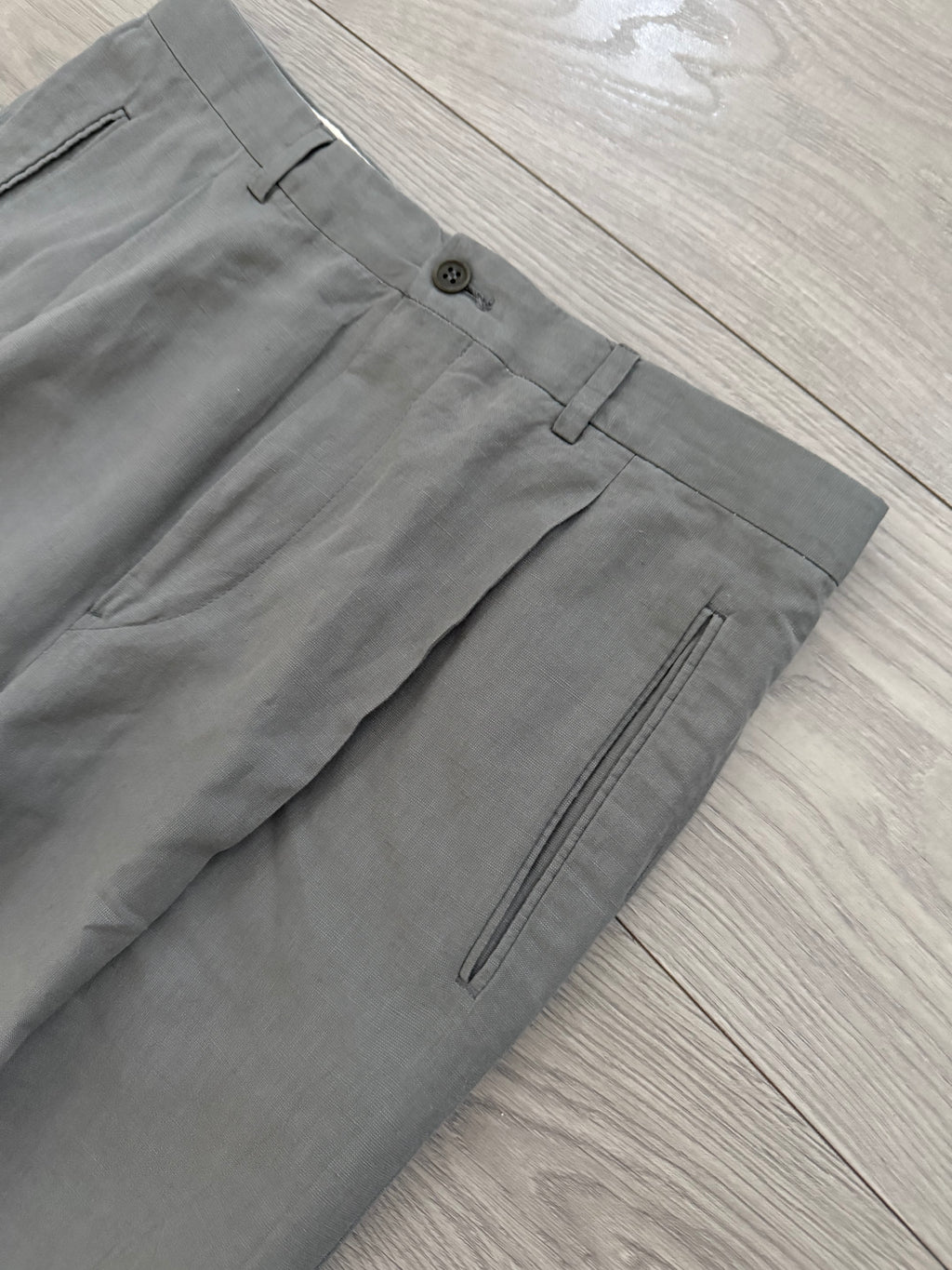 Giorgio Armani 1980s 3B Linen Blend Suit Grey - Size L Jacket / 32" Waist