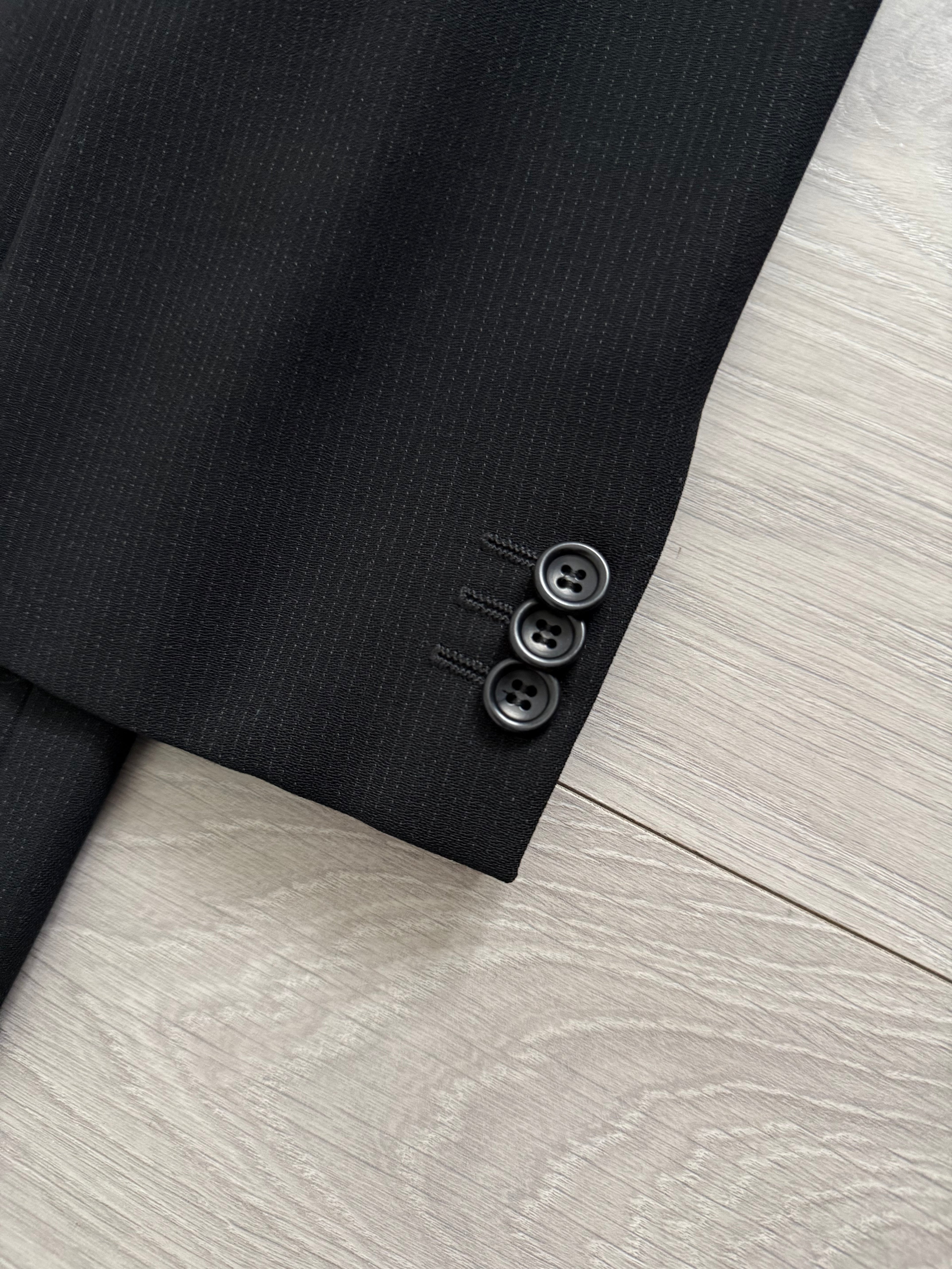 Armani 1990s 3B Draped Wool Black Suit - Size XL Jacket / 36" Waist