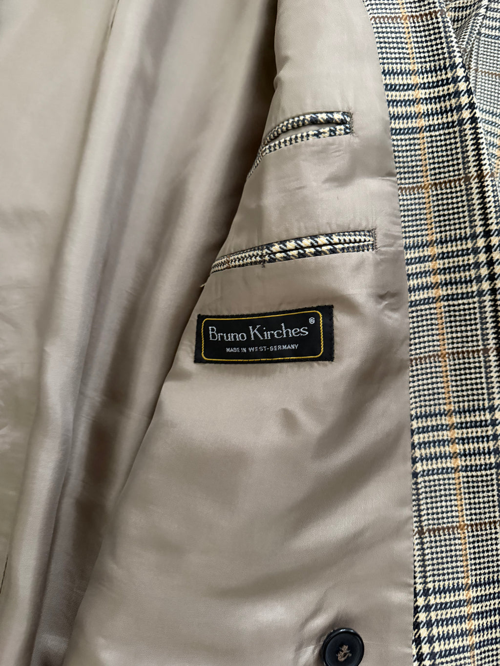 Bruno Kirches 1990s Double Breasted Check Wool Textured Sport Jacket Blazer - Size S
