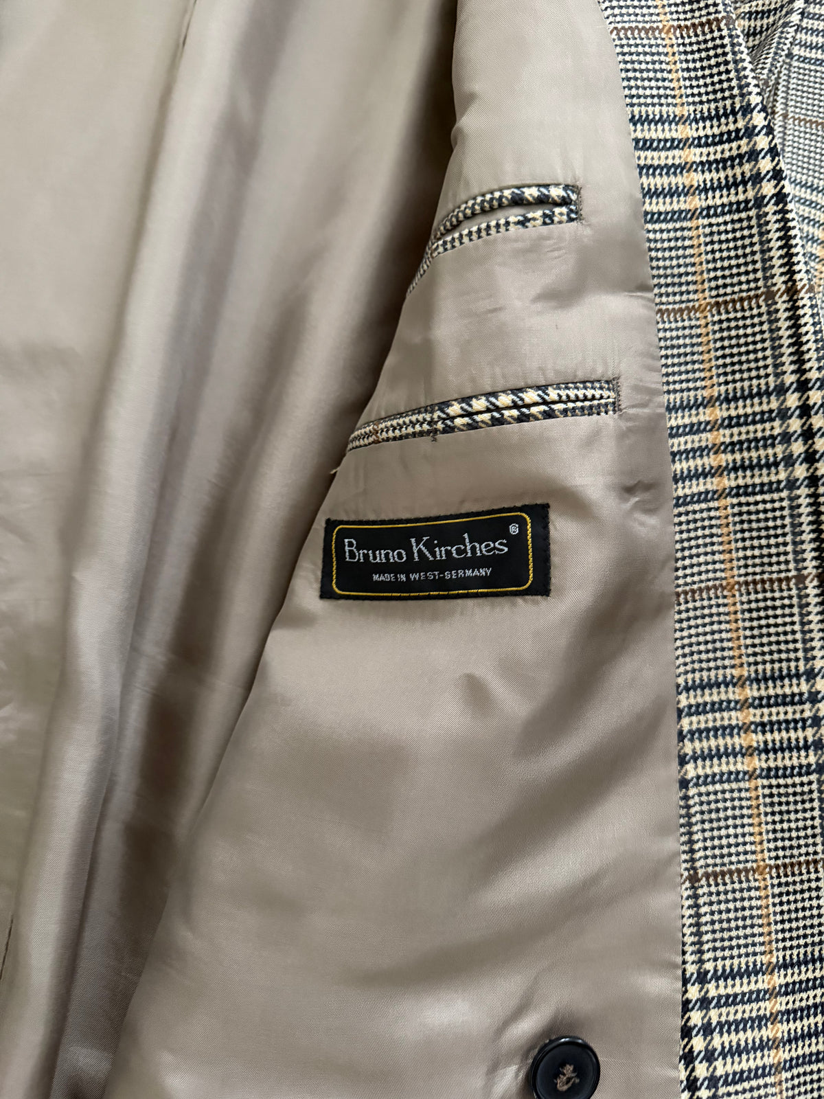 Bruno Kirches 1990s Double Breasted Check Wool Textured Sport Jacket Blazer - Size S