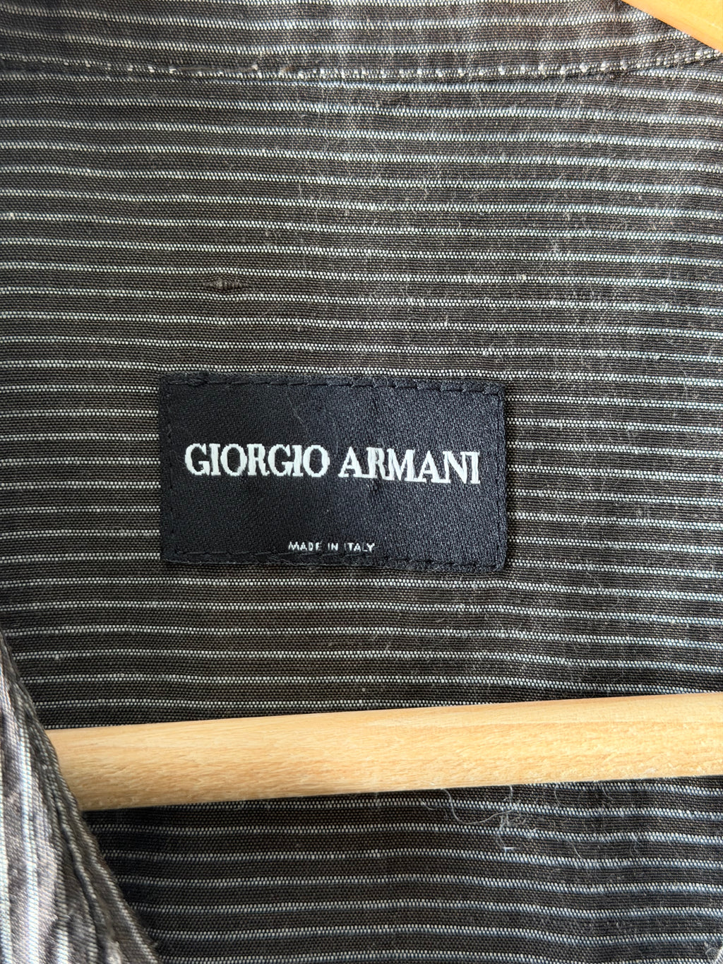 Giorgio Armani Black Label 1990s Slant Pocket Textured Relaxed Shirt - Size L