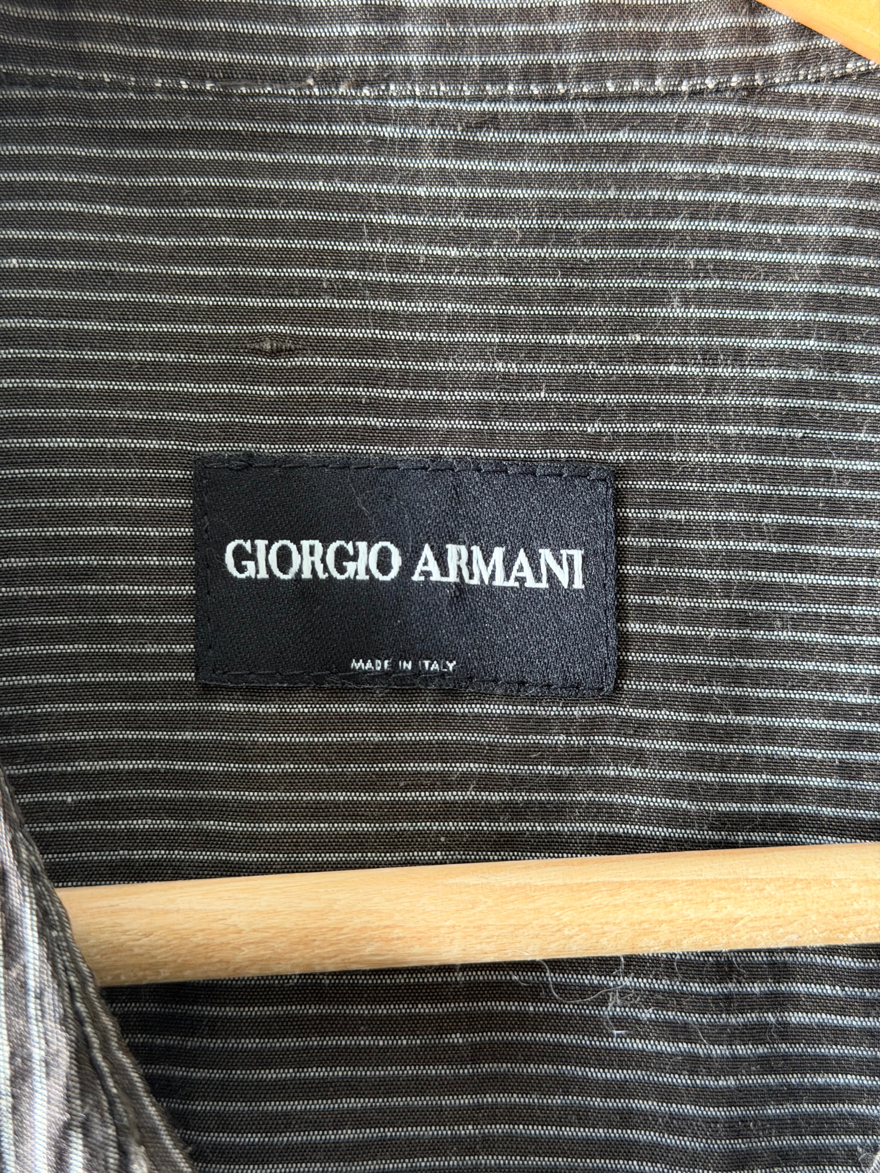 Giorgio Armani Black Label 1990s Slant Pocket Textured Relaxed Shirt - Size L