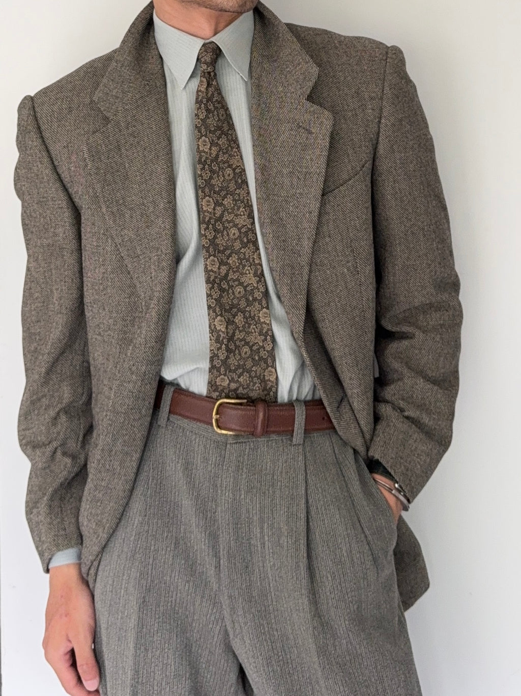 Giorgio Armani Black Label 1990s Textured Wool Check Sports Jacket Blazer - Size S