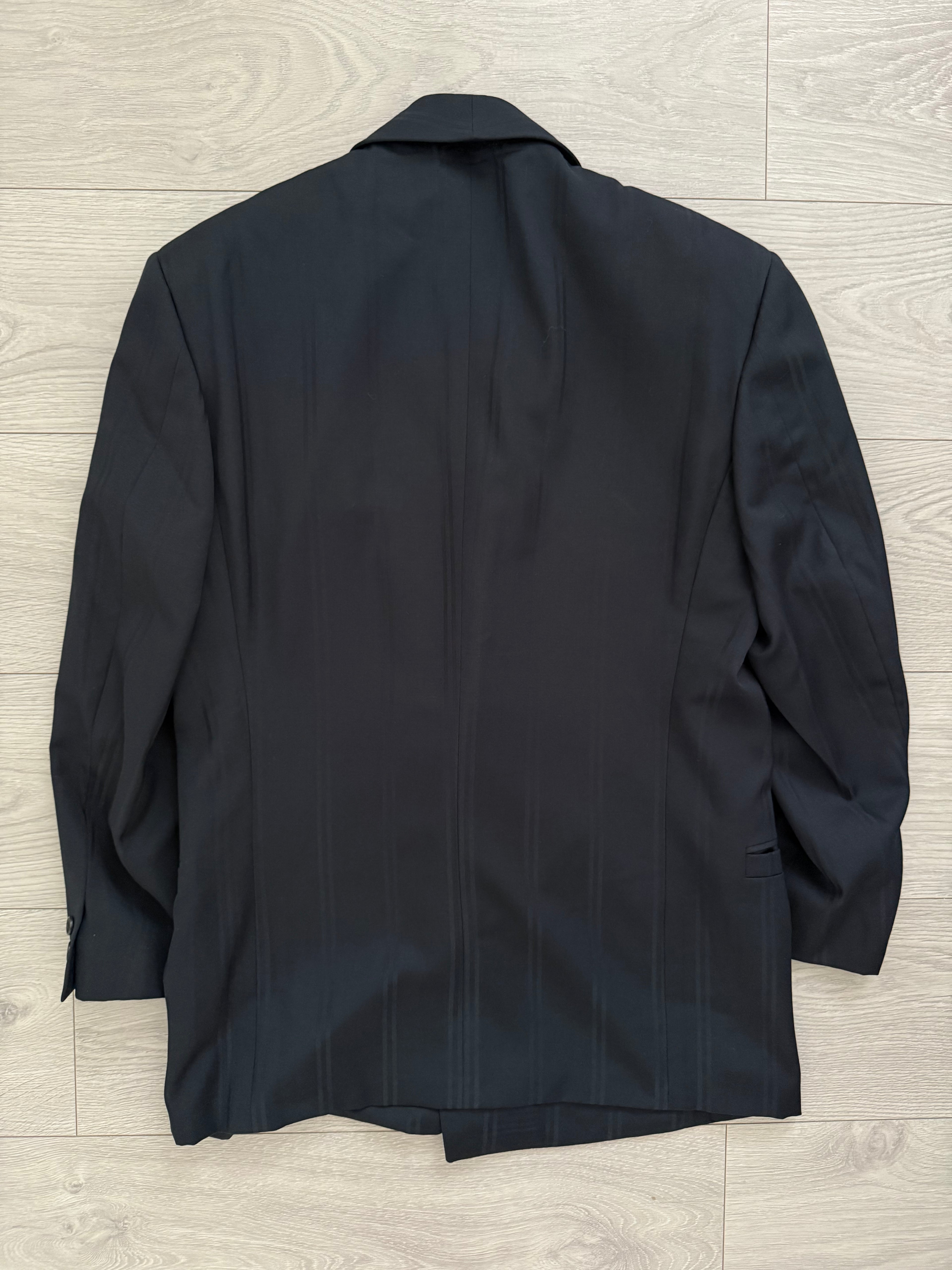 Versace 1980s Shawl Lapel Double Breasted Pleated Wool Striped Suit - Size M Jacket / 30" Waist
