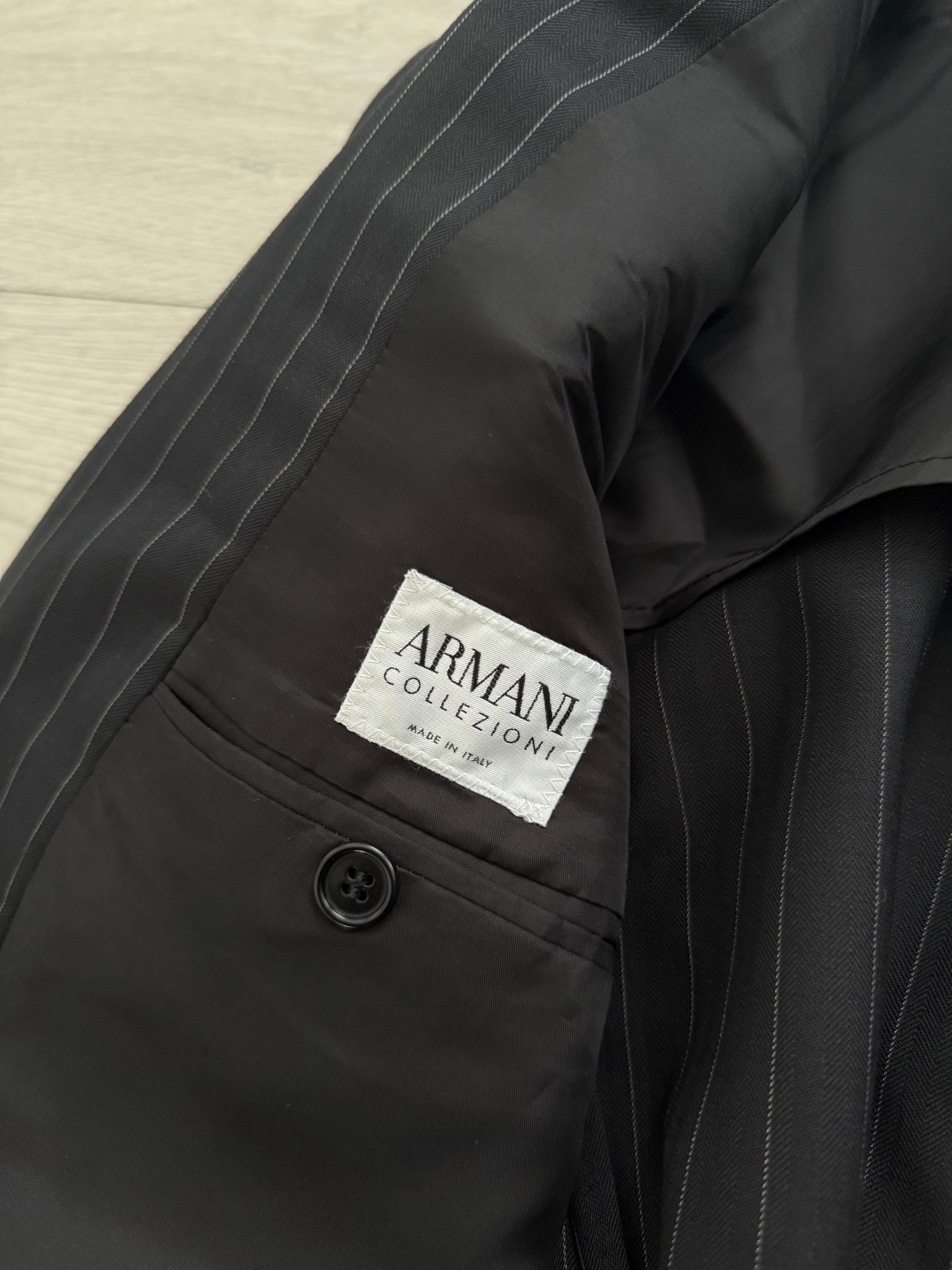 Armani 1990s 2B Striped Pleated Wool Suit - Size S Jacket / 32" Waist