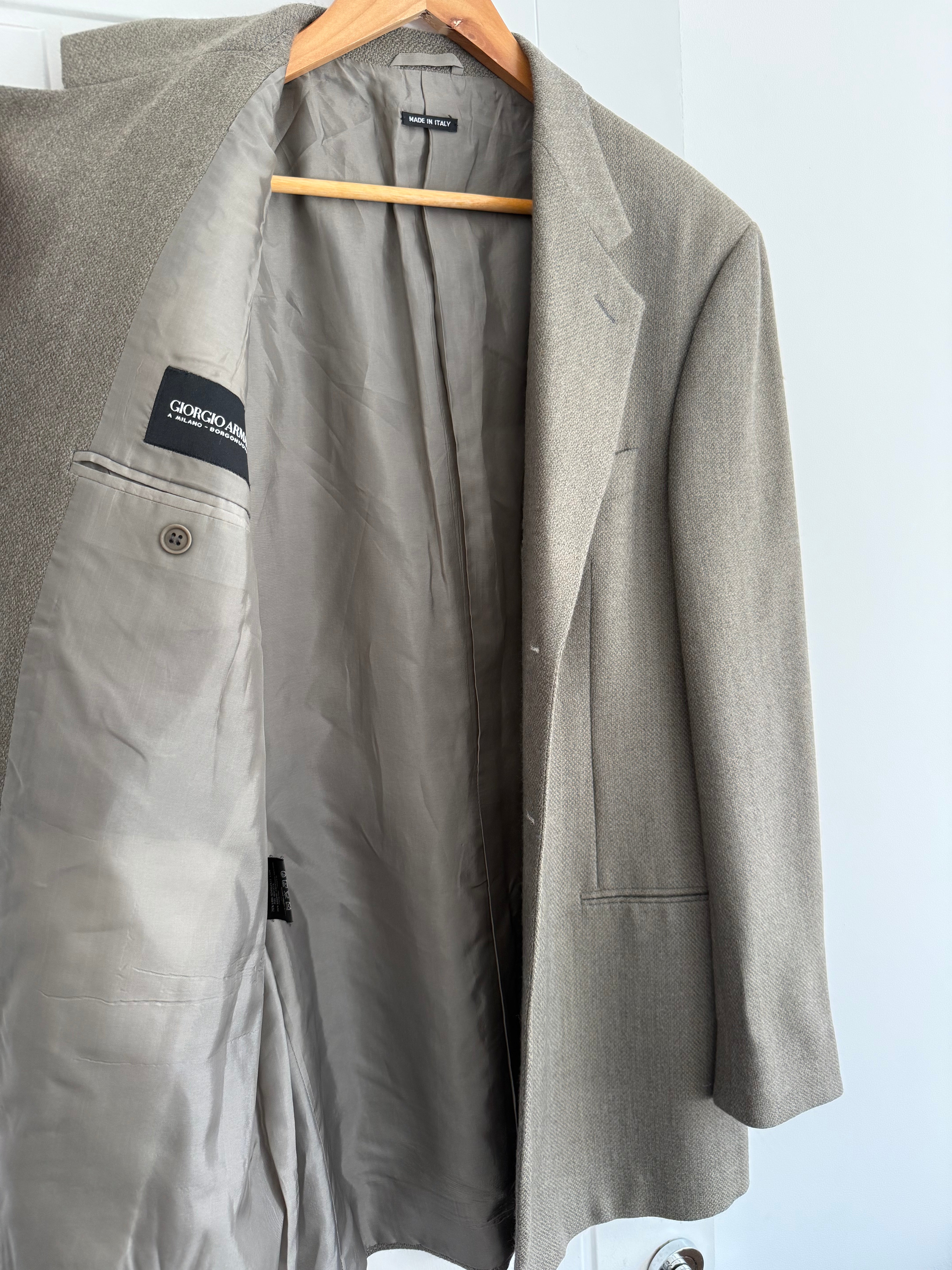 Giorgio Armani Black Label 1990s 3B Wool Cashmere Taupe Sports