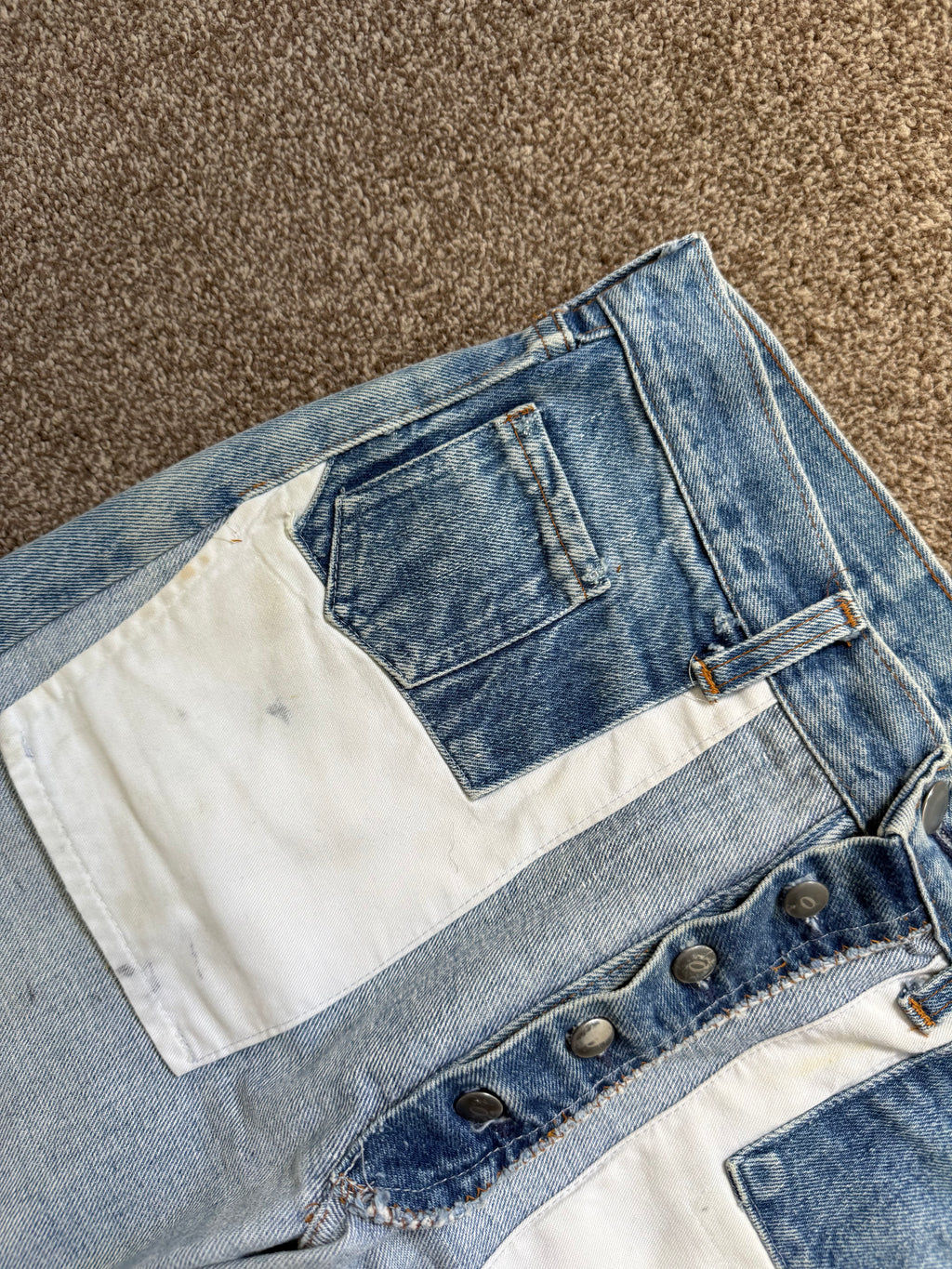 Maison Martin Margiela Artisanal Line (0) AW2004 Re-Worked Inverted Denim Jeans - Size 30" Waist