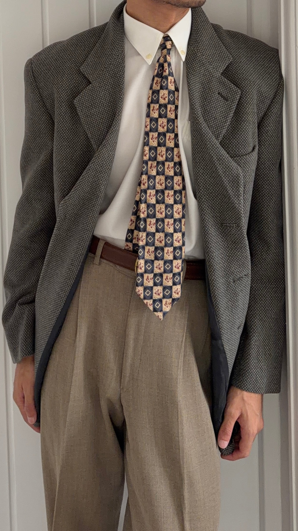 Giorgio Armani 1980s Wool Mohair 3B Textured Sport Jacket Blazer  - Size M