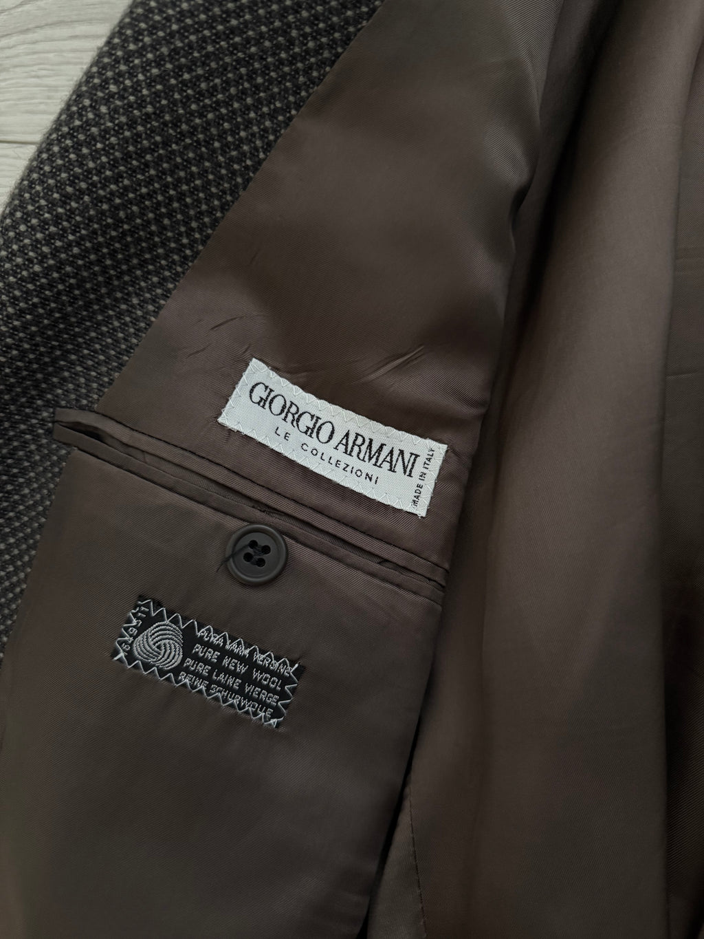 Giorgio Armani 1980s Textured 2B Wool Brown Sports Blazer Jacket - Size M
