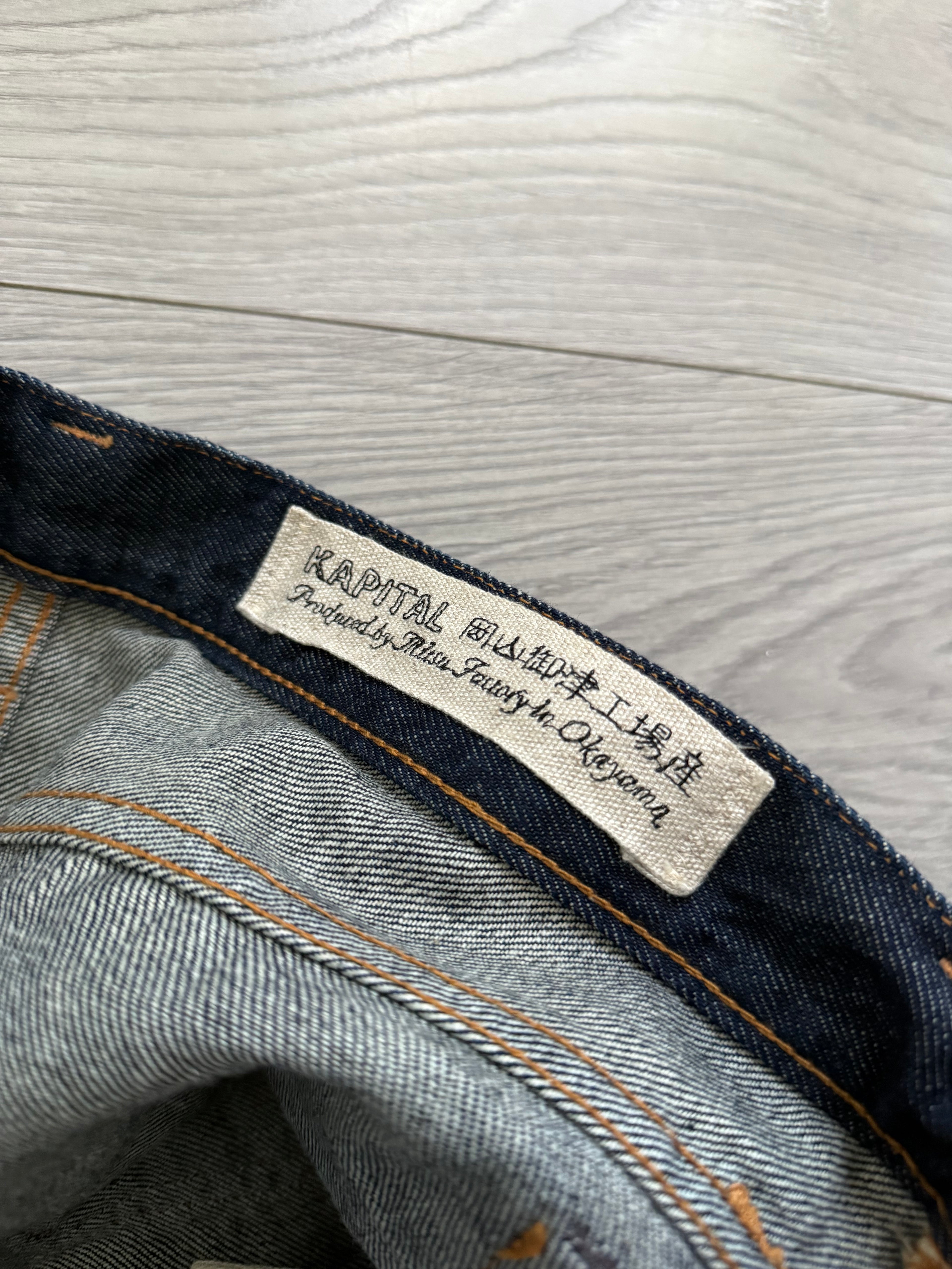 Kapital Banana Leg Indigo Blue Stacked Denim Jeans - Size 30