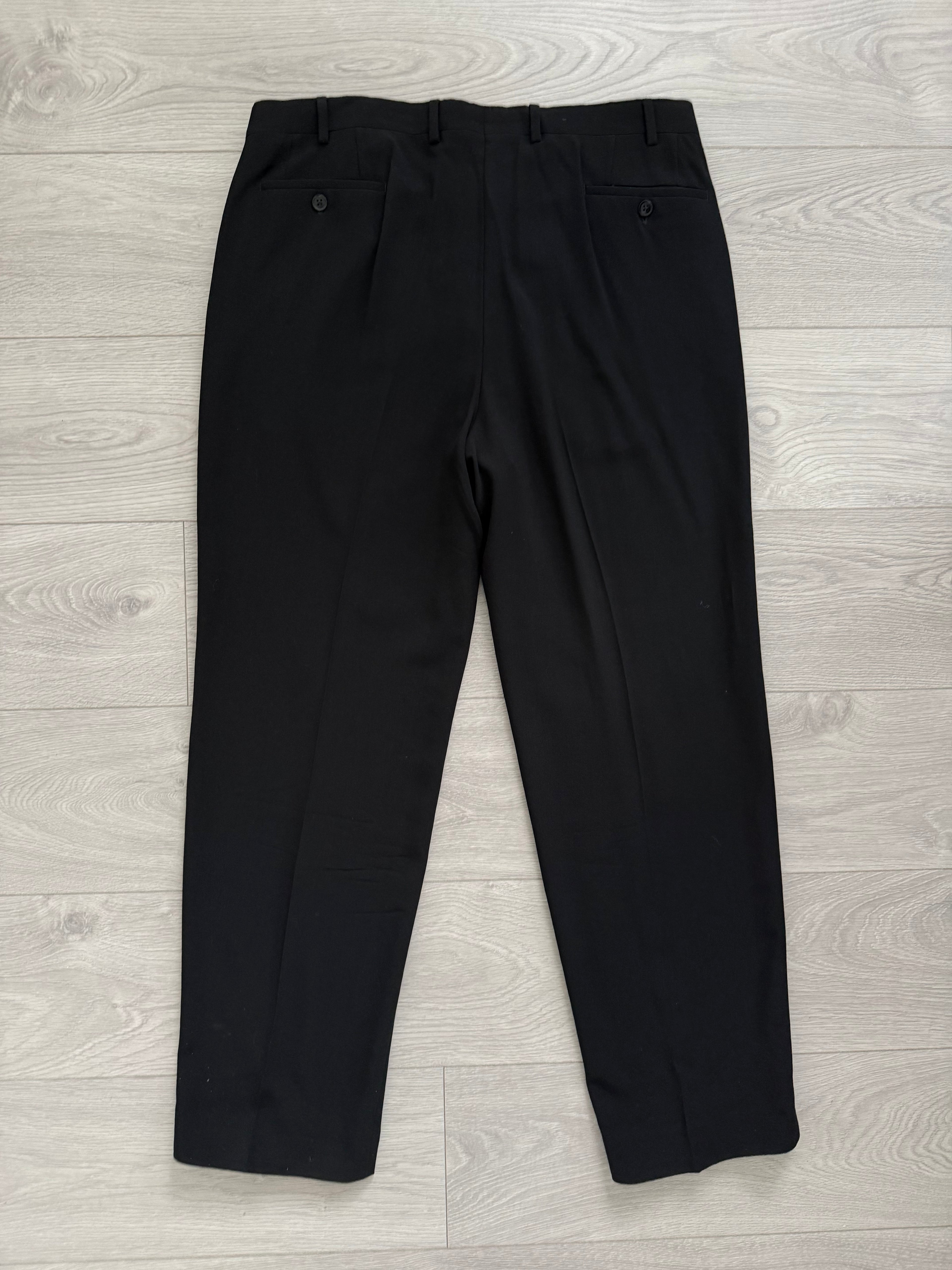 Armani 1990s 2B Draped Wool Black Suit - Size XL Jacket / 37" Waist