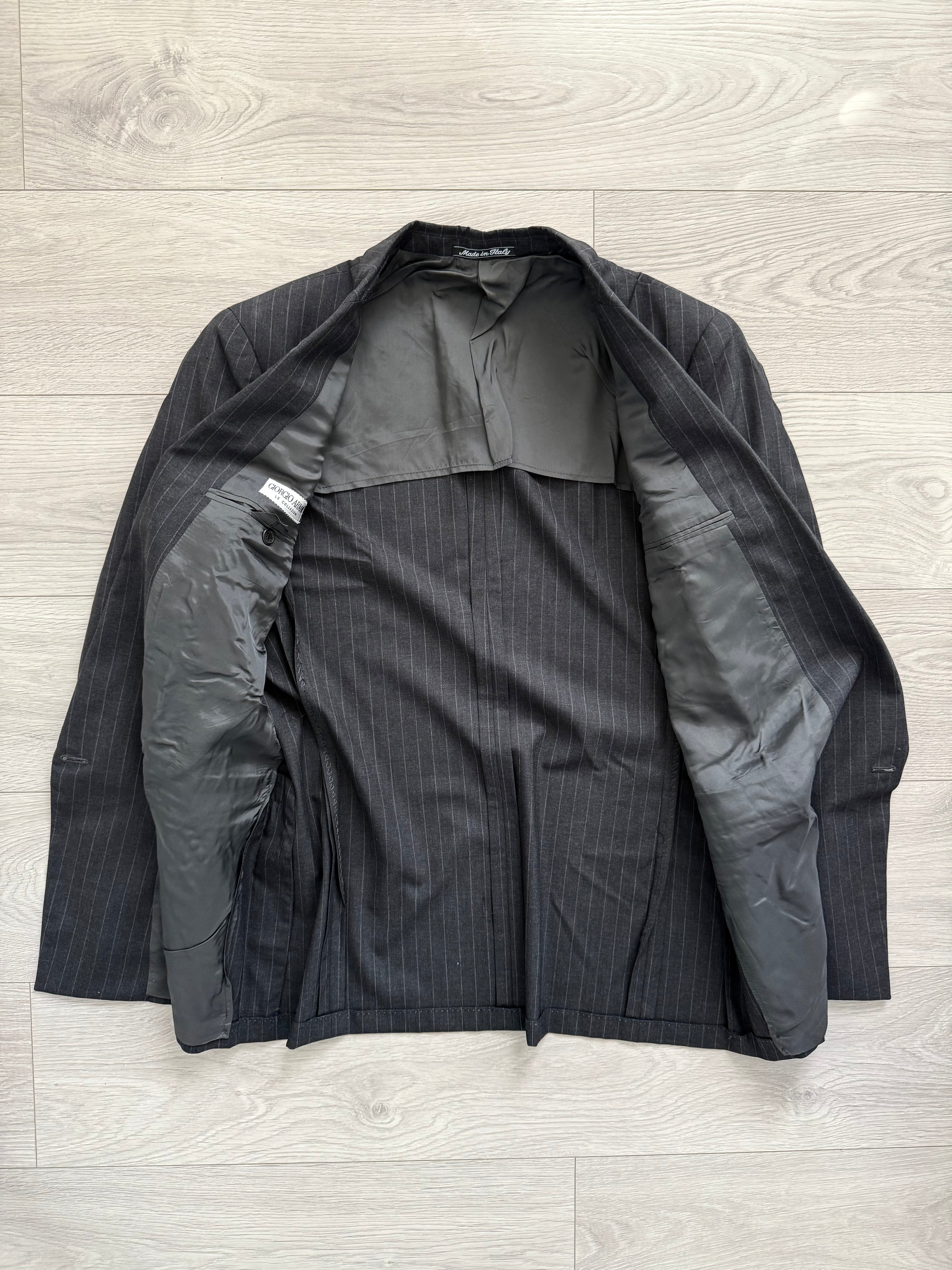 Giorgio Armani 1990s Double-Breasted Pleated Striped Suit - Size M Jacket / 30" Waist