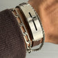 Jean Paul Gaultier Laser-Cut Cross Motif Stainless Steel Concealed Watch Bracelet