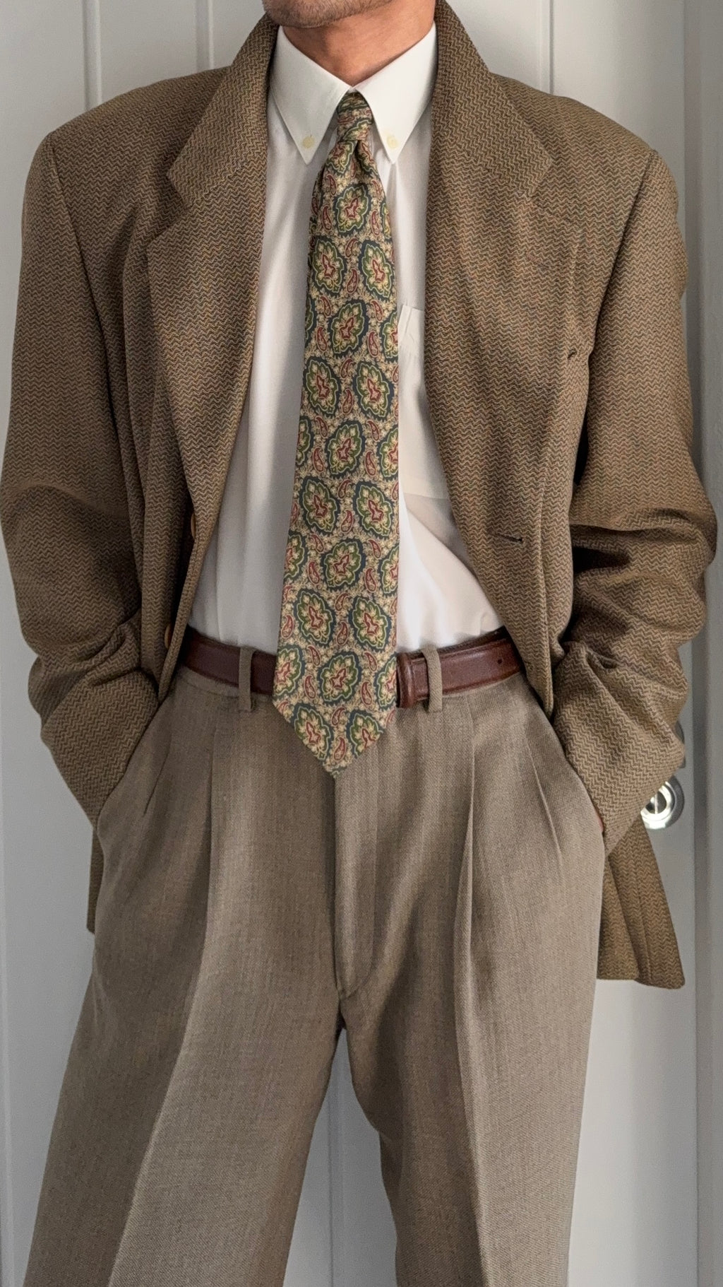 Giorgio Armani 1980s 3B Textured Wool Nylon Sport Jacket Blazer  - Size XL