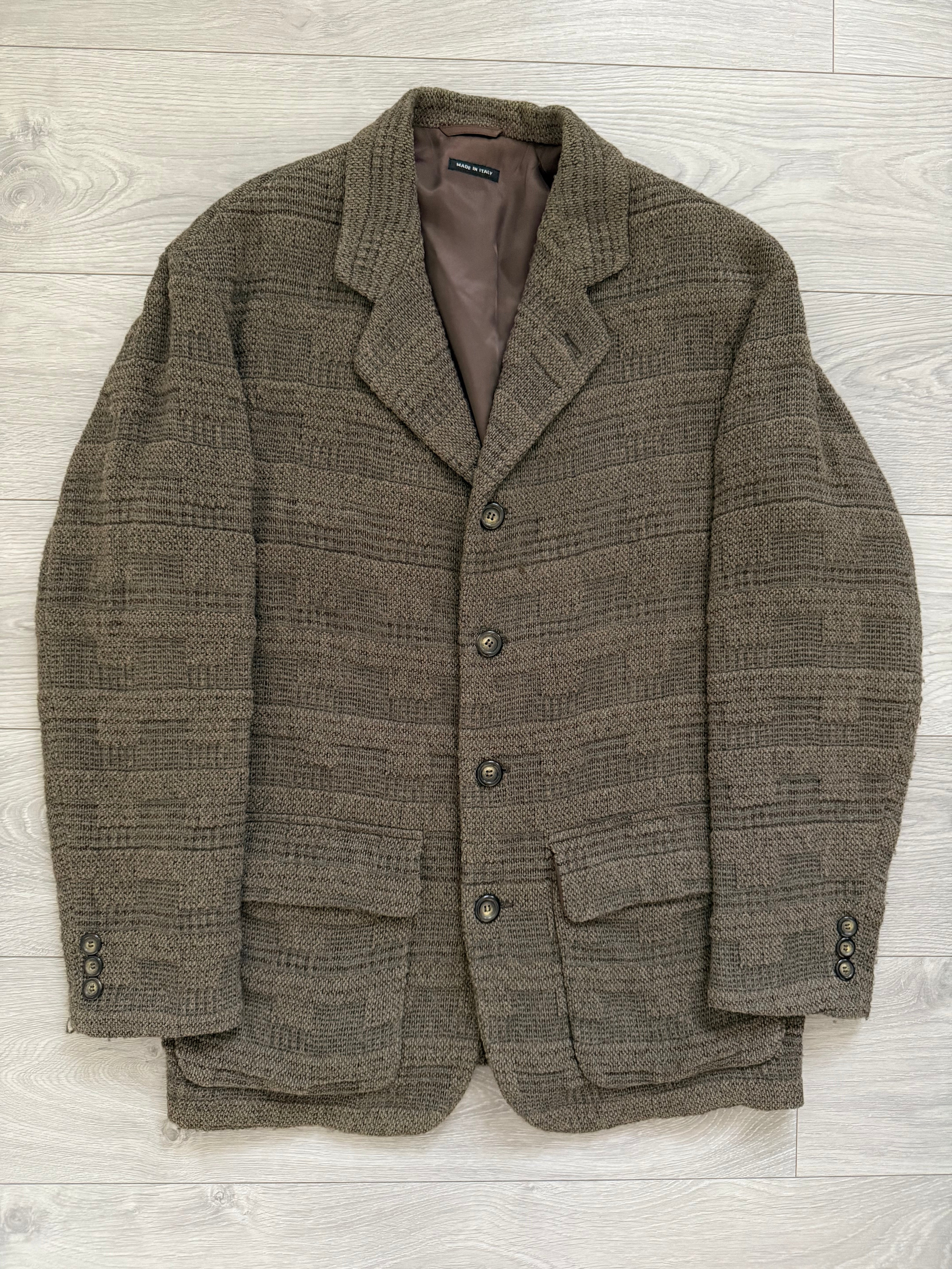 Emporio Armani 1990s 4B Wool Cotton Texture Pattern Jacket - Size