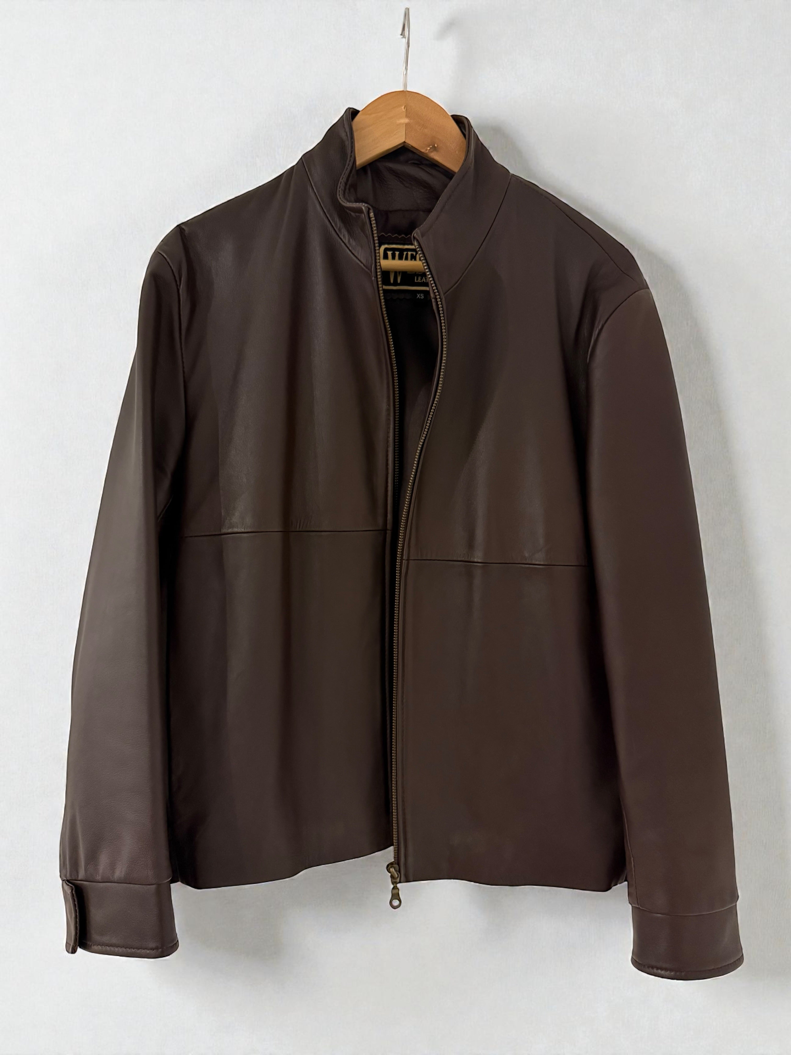 Vintage Brown Panelled Leather Jacket Made in England - Size S