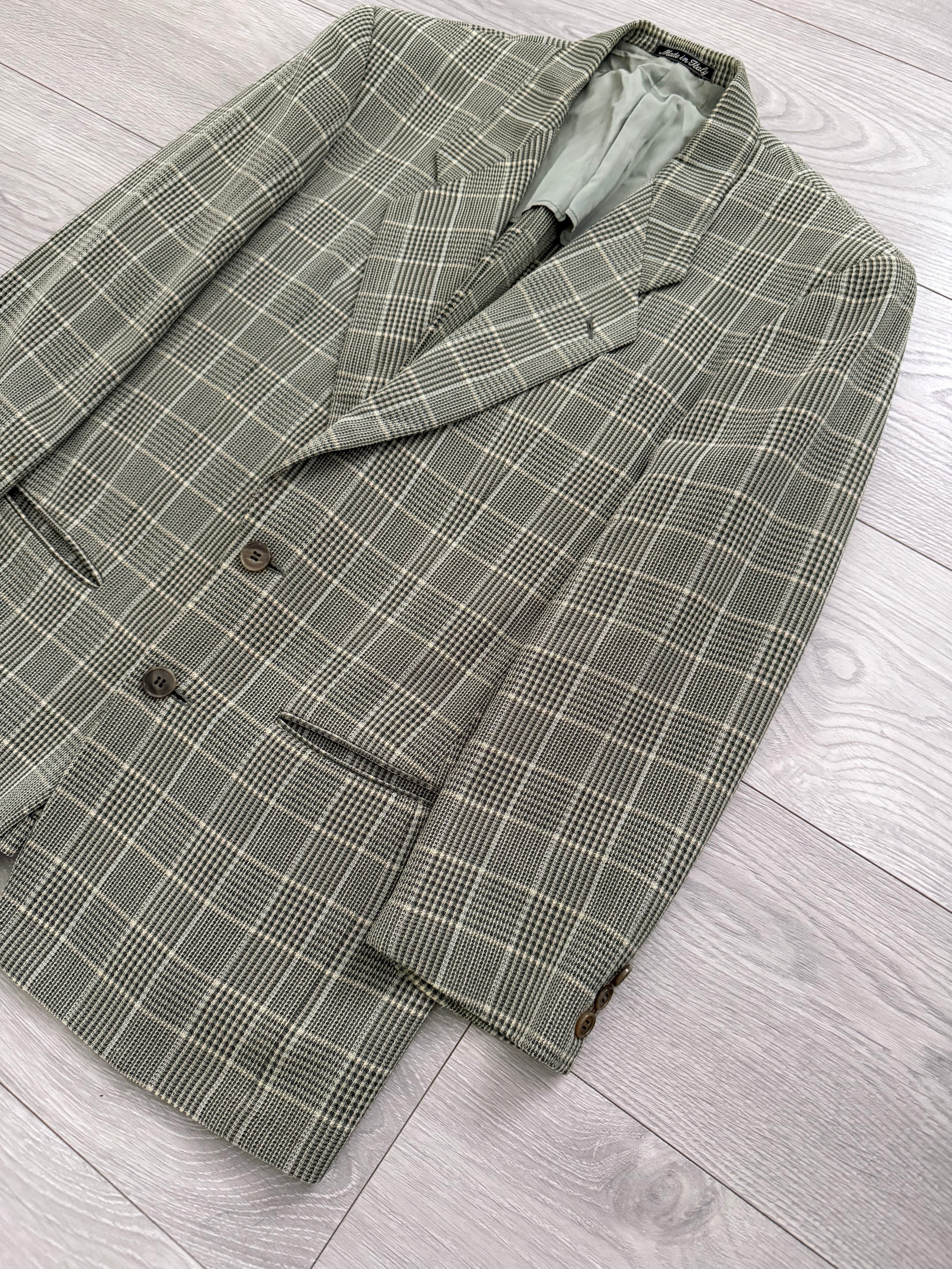 Giorgio Armani 1980s Check Textured Wool Sports Jacket Blazer - Size S
