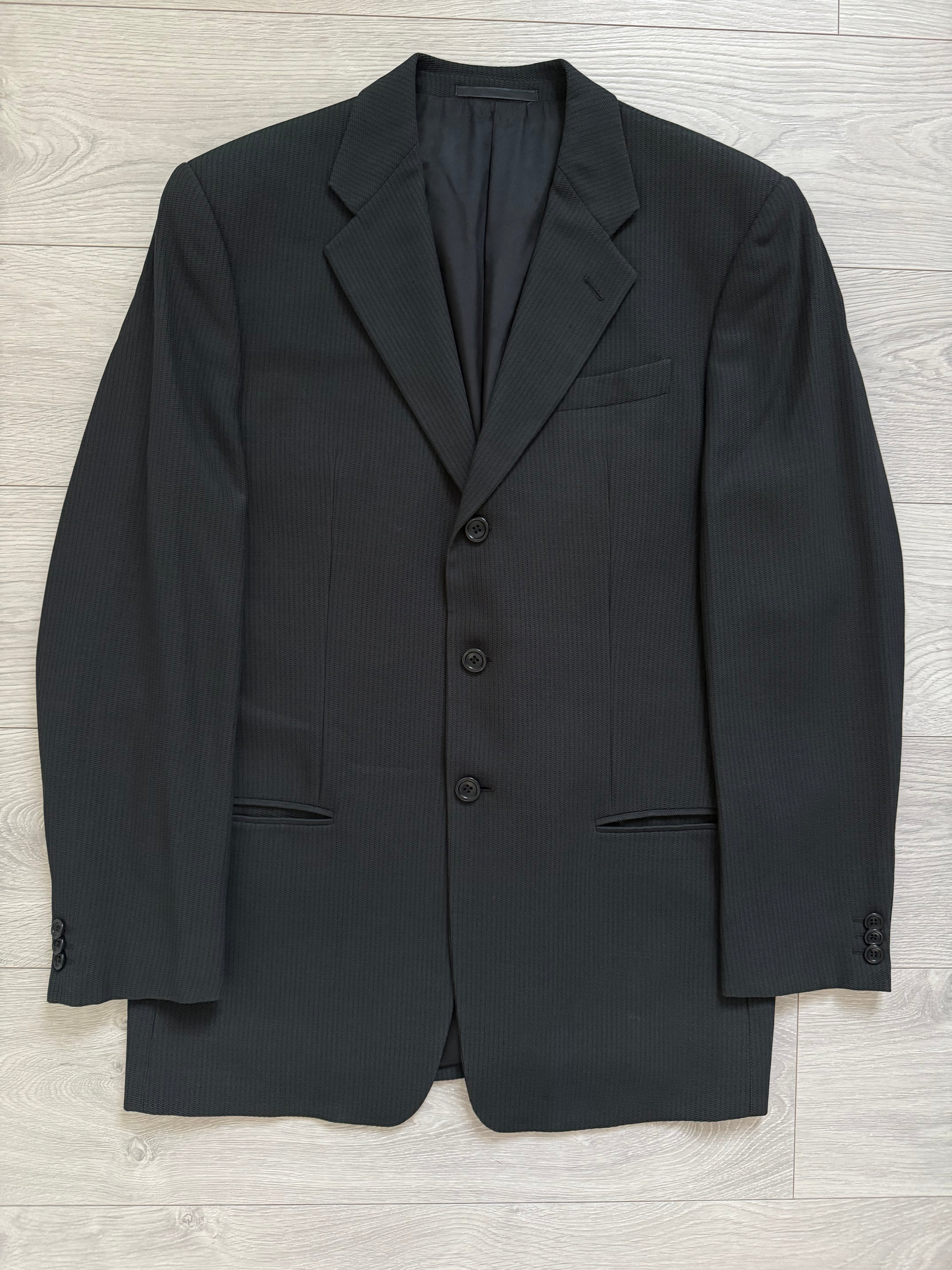 Armani 1990s 3B Draped Woven Wool Pleated Suit - Size L Jacket / 34" Waist