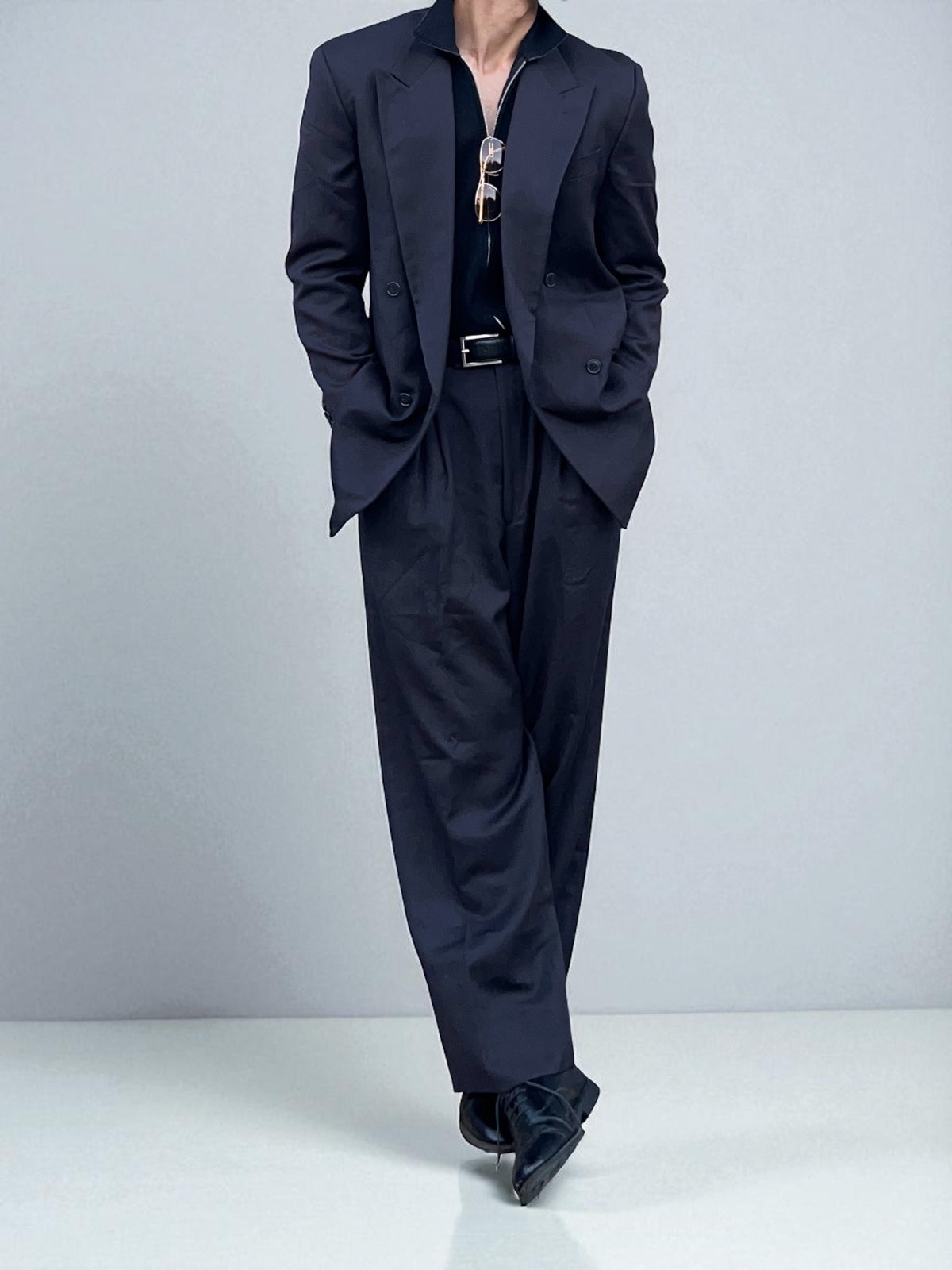Emporio Armani 1990s Double-Breasted Pleated Relaxed Suit - Size M Jacket / 30" Waist