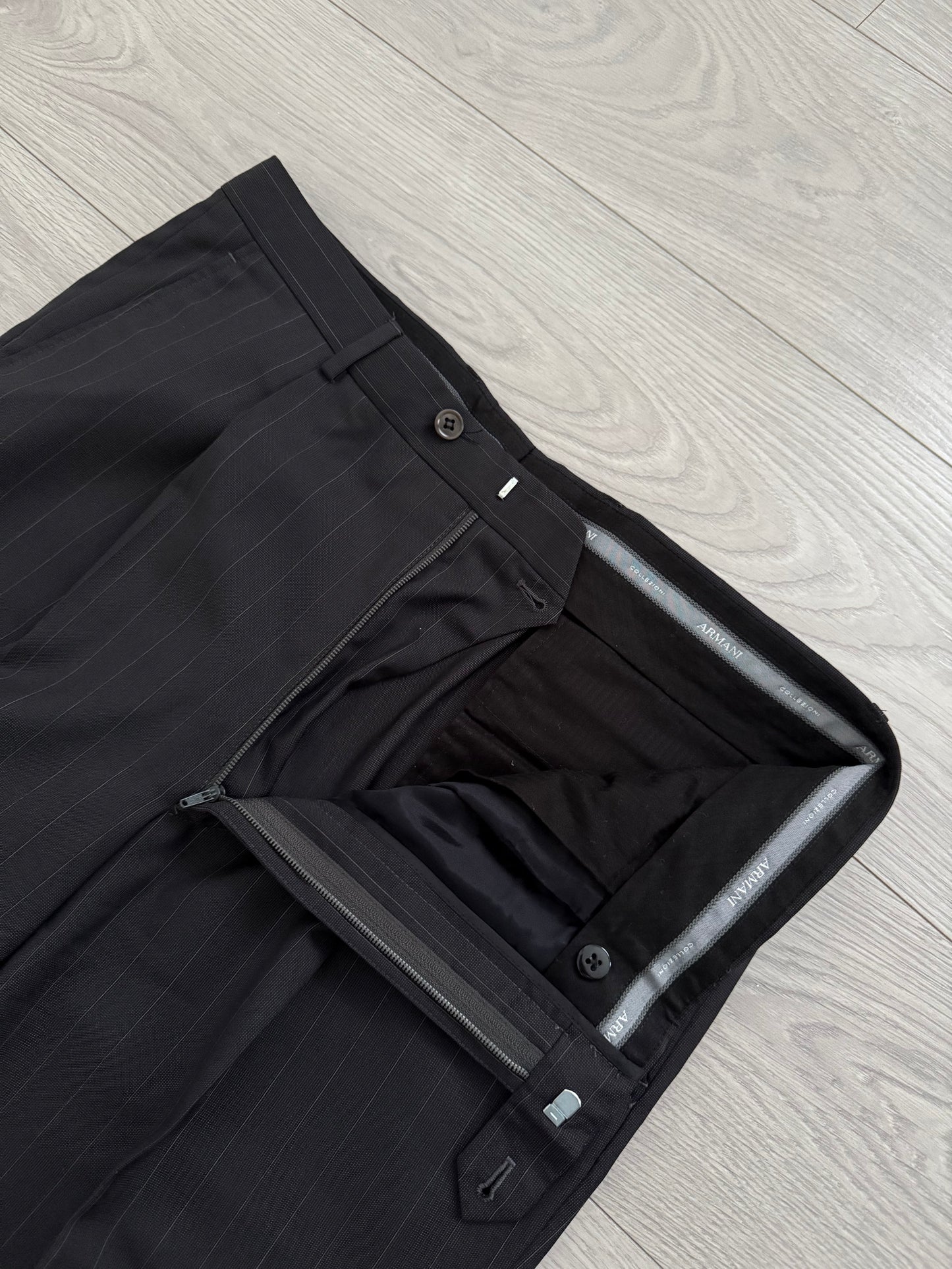 Armani 1990s Double Breasted Pleated Wool Suit - Size L Jacket / 34" Waist