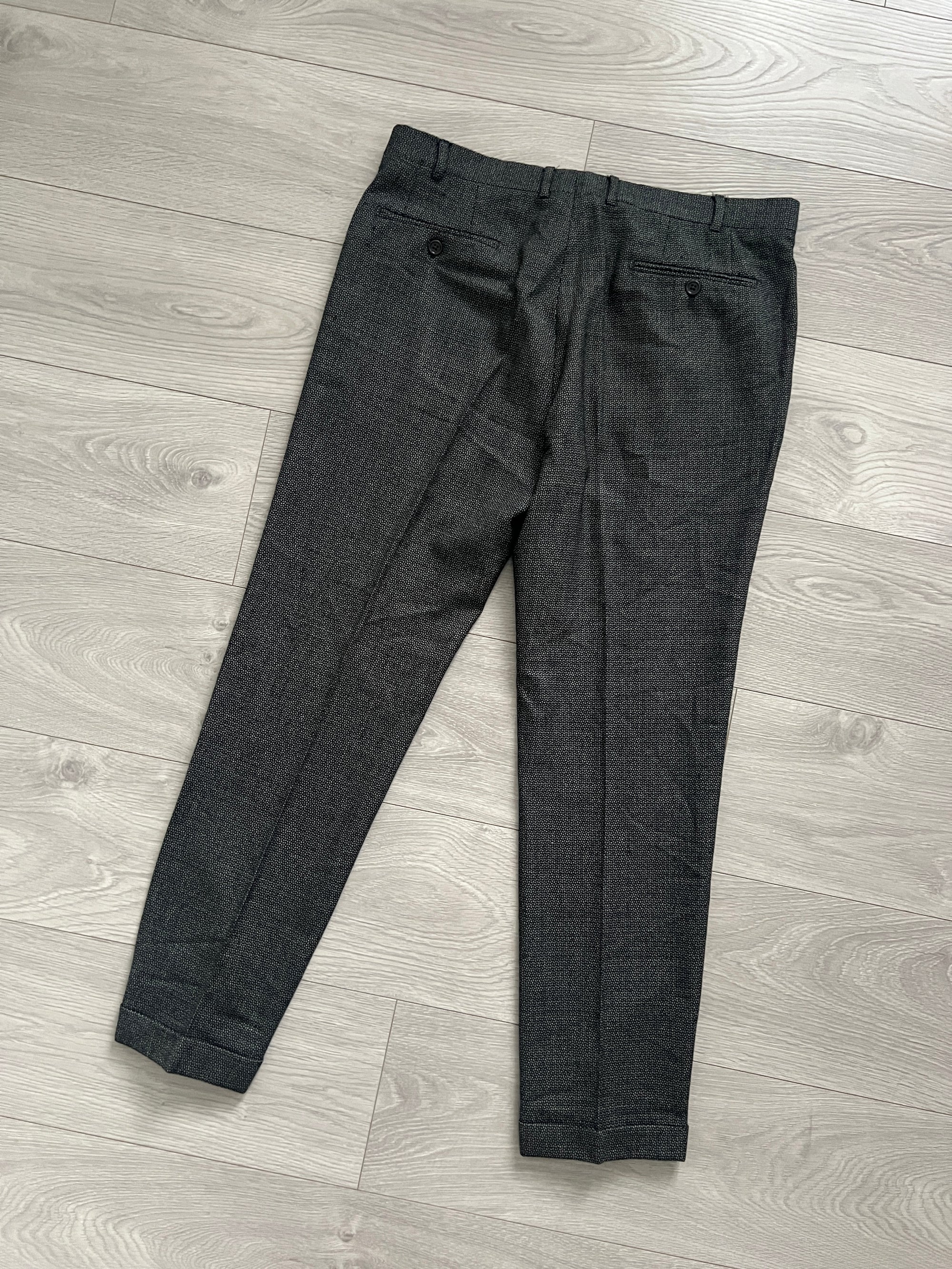 Emporio Armani Textured Wool Grey Suit - Size L Jacket / 34" Waist