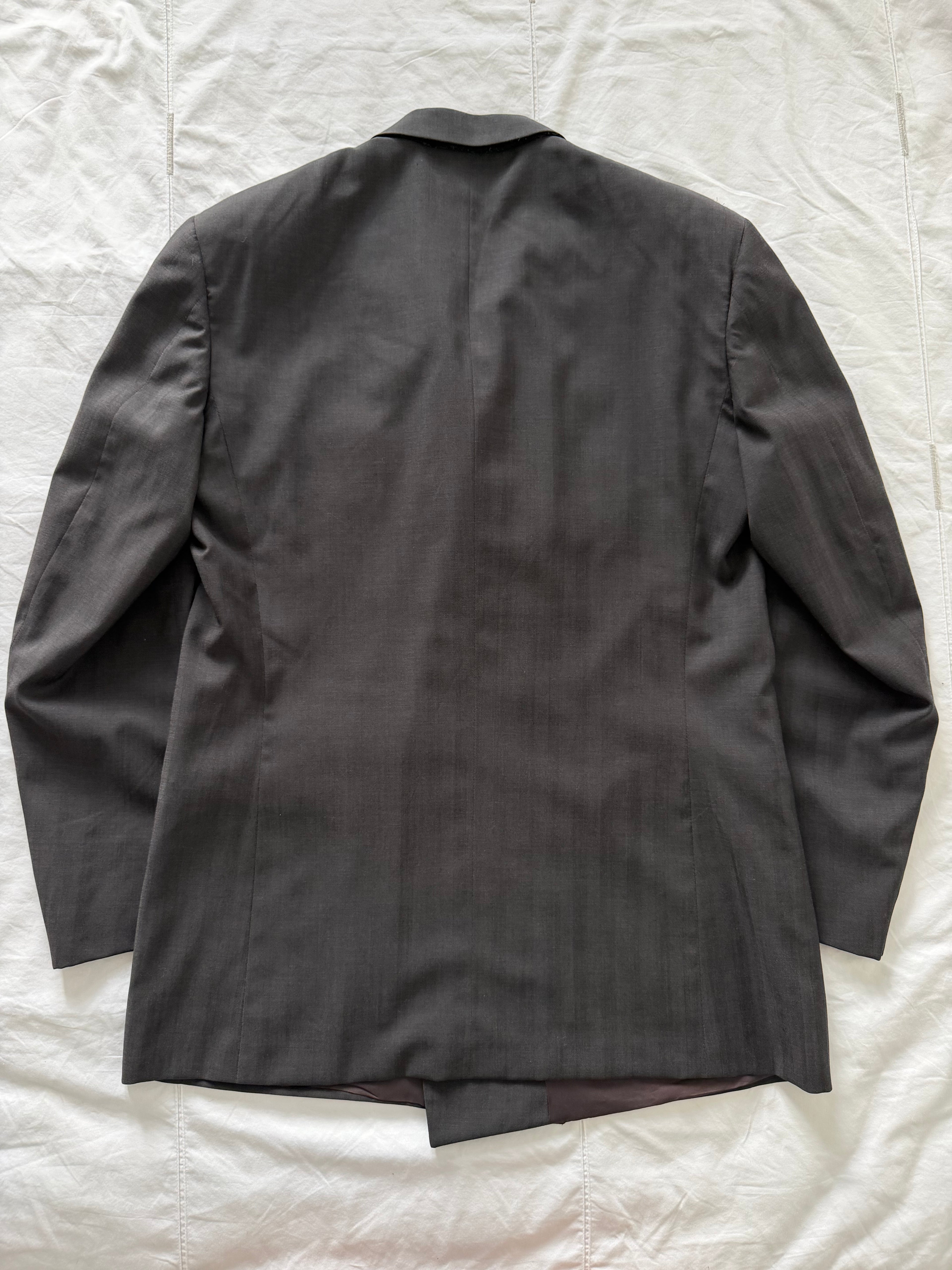 Cerruti 1990s Peaked Lapel Double Breasted Wool Sport Jacket Blazer Grey - Size L