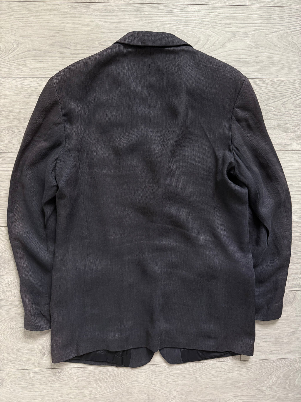 Giorgio Armani 1980s 2B Wool Silk Micro-Herringbone Sport Jacket Blazer - Size L