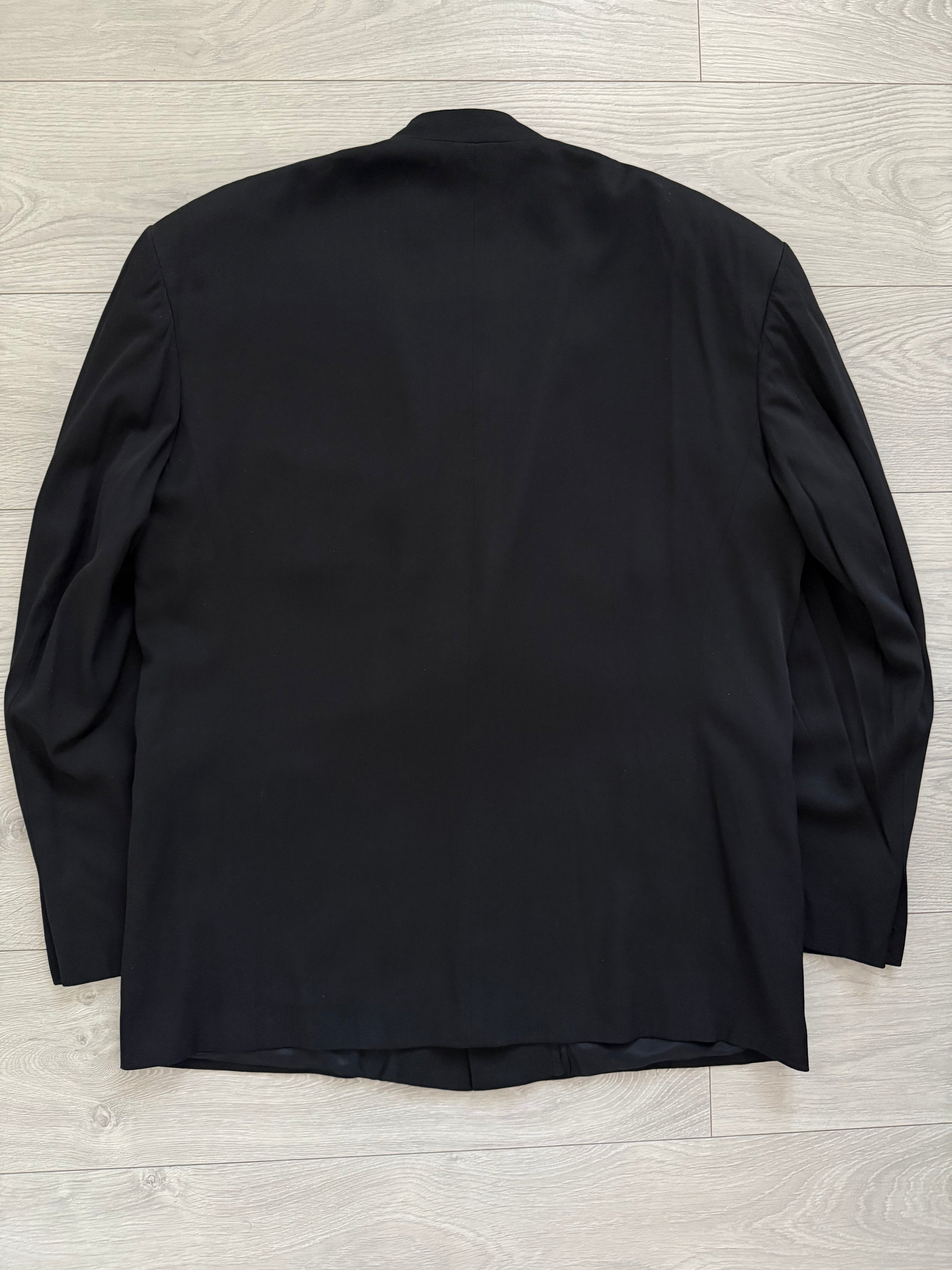 Giorgio Armani Black Label Mainline 1990s Nehru Collar Draped Wool Pleated Suit - Size XXL Jacket / 38" Waist