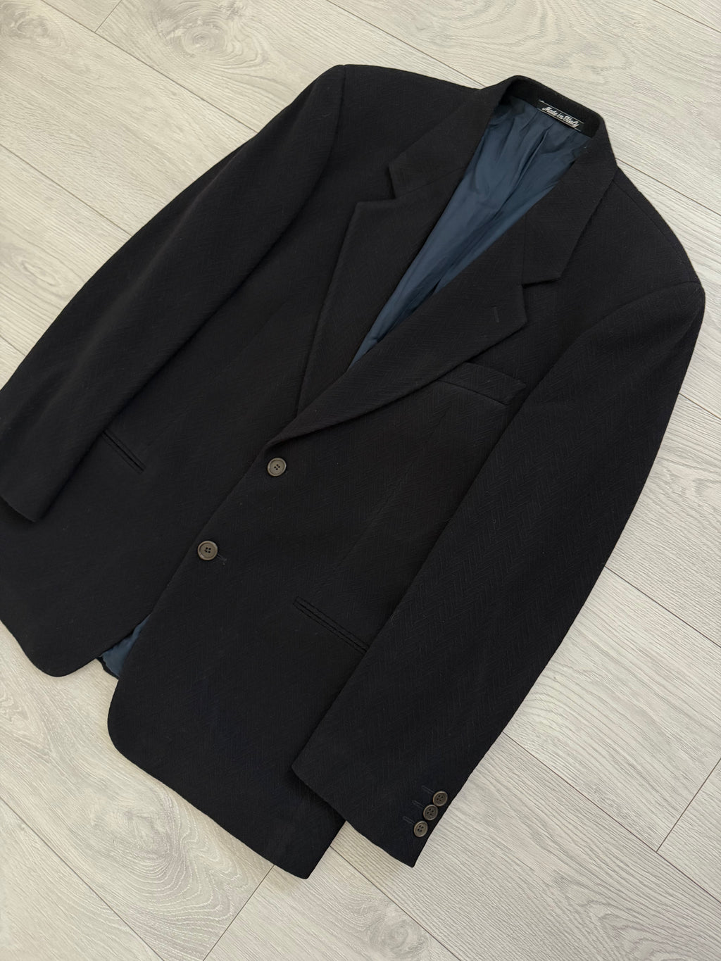 Giorgio Armani 1980s 2B Textured Wool Chevron Weave Sport Jacket Blazer - Size M