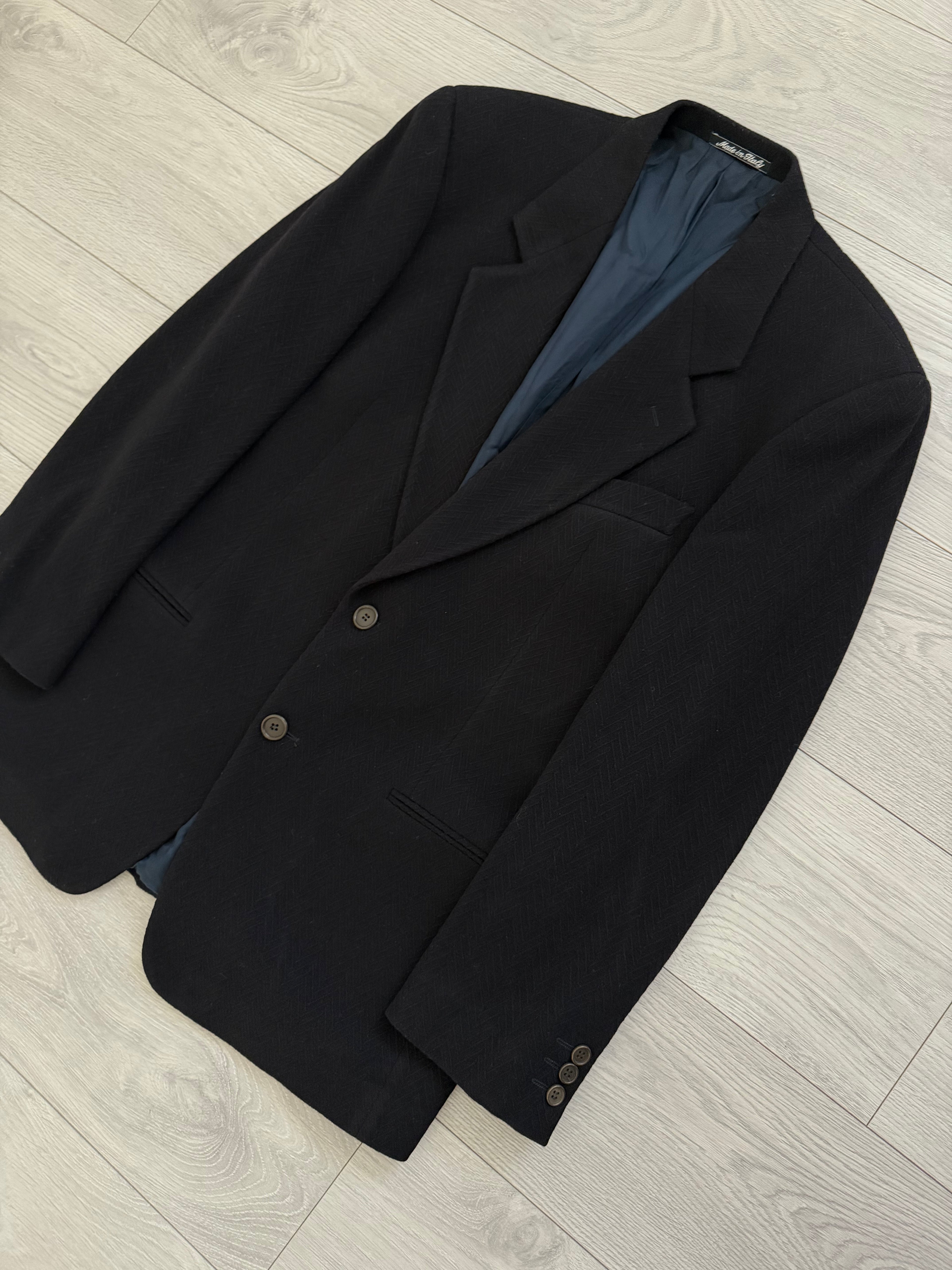 Giorgio Armani 1980s 2B Textured Wool Chevron Weave Sport Jacket Blazer - Size M