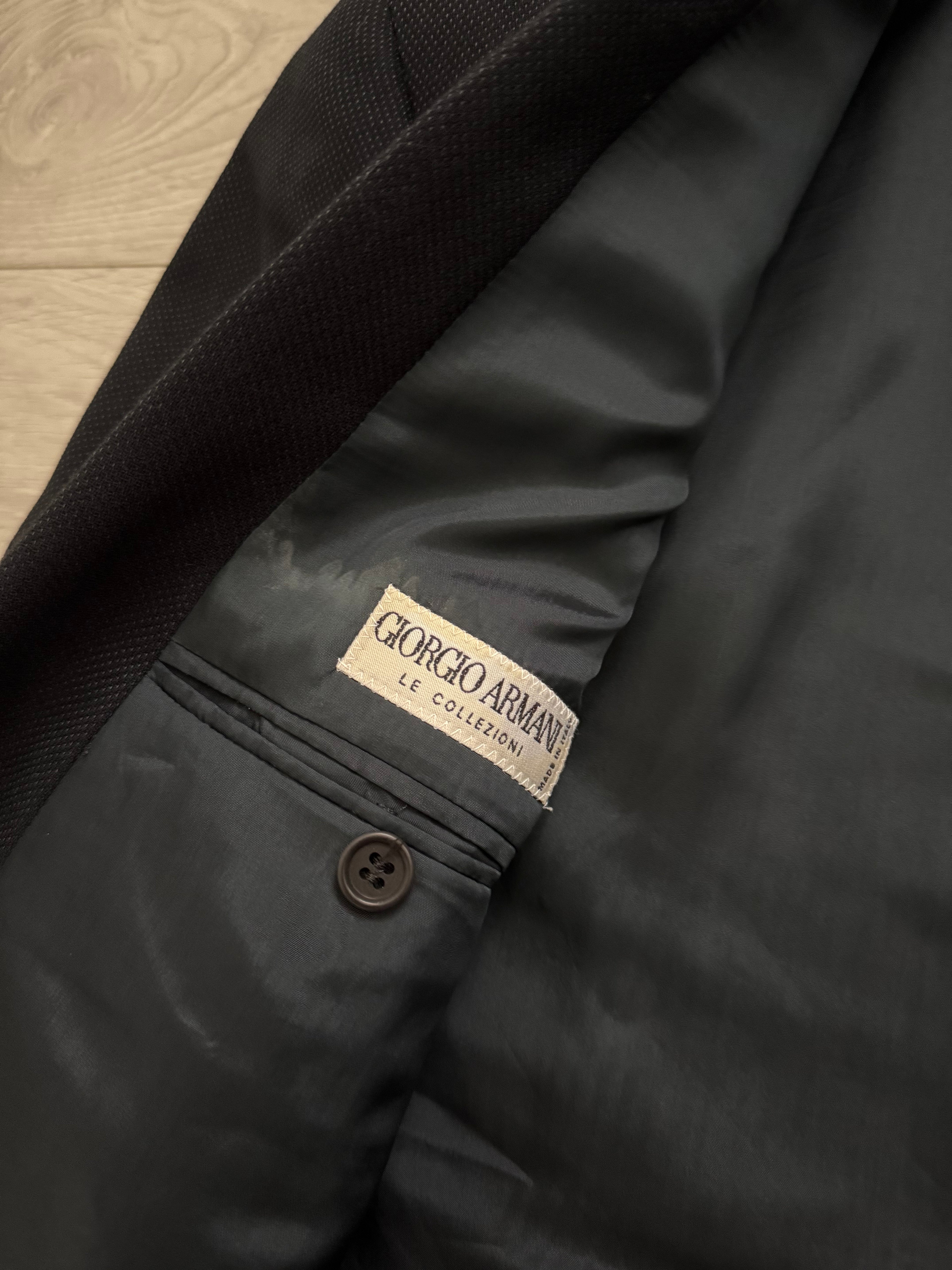 Giorgio Armani 1980s Double Breasted Pleated Wool Suit Navy New - Size L Jacket / 32" Waist