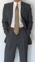 Armani 1990s 3B Twill Wool Cotton Pleated Grey Suit - Size S Jacket / 30" Waist
