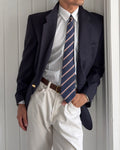 Yves Saint Laurent 1980s Metal Button 2B Wool Sport Jacket Blazer Navy Blue - Size M